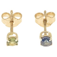 Boucles d'oreilles en or blanc avec saphir bleu et vert Made in Italy