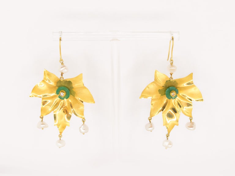 Orecchini in Oro Giallo 18 Kt e Perle For Sale at 1stDibs | orecchini oro,  orecchino d'oro