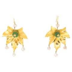 Earrings in 18 Kt Yellow Gold and Pearls