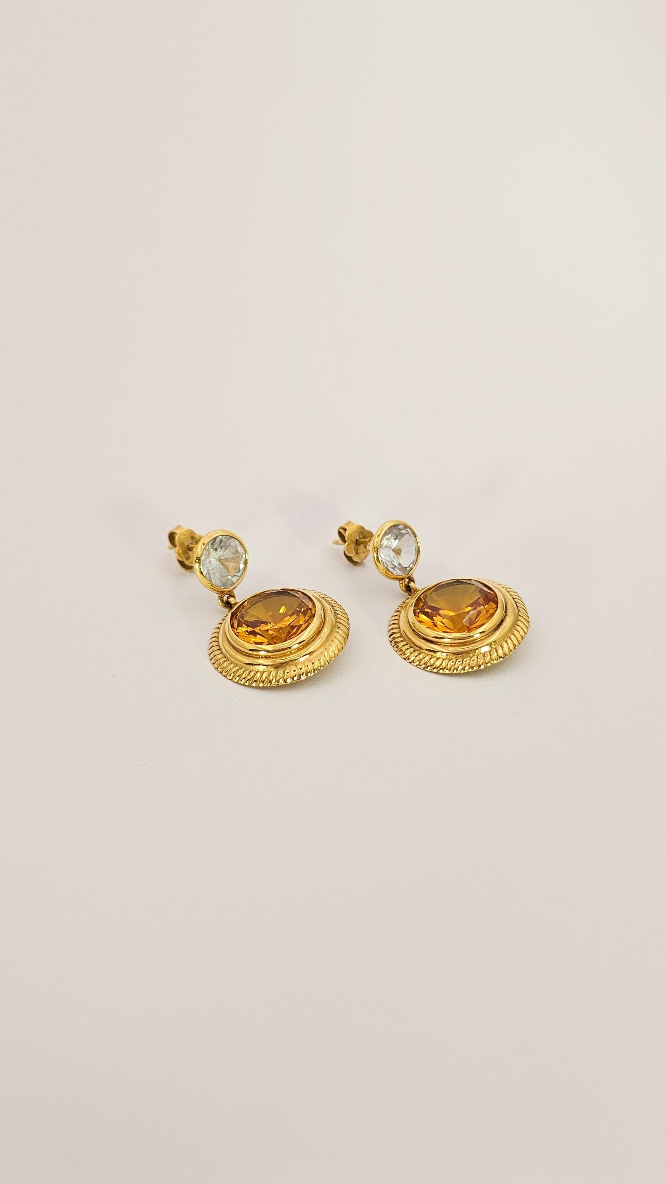 Earrings in 18Kt Yellow Gold, and Hydrothermal Quartz For Sale 2