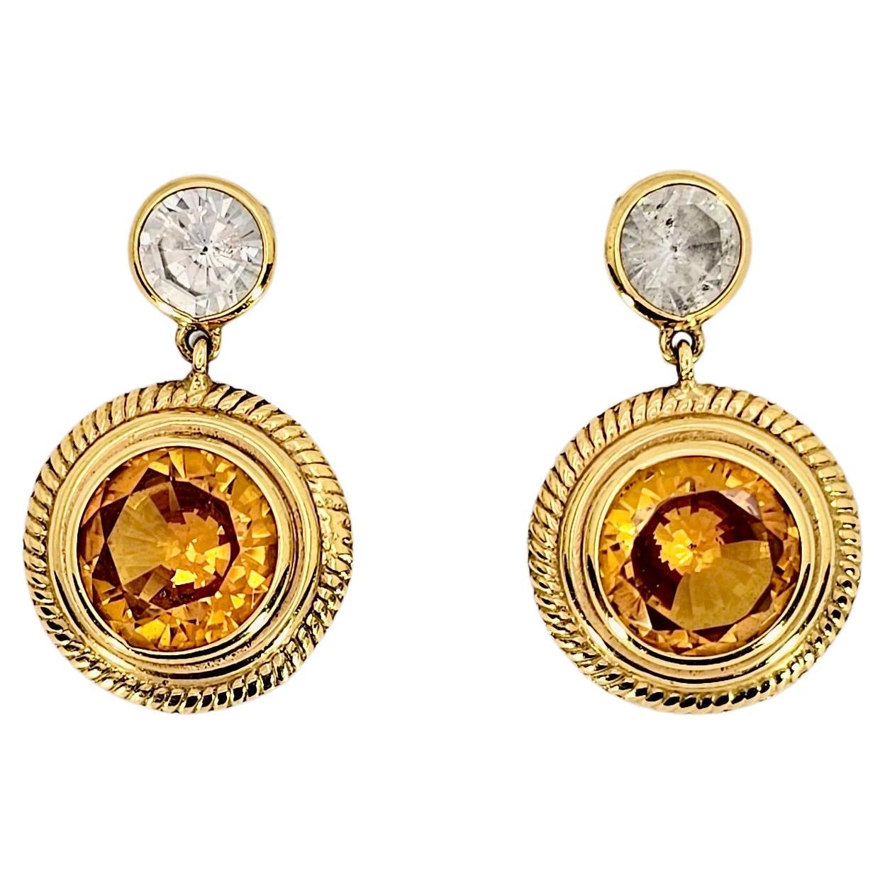 Earrings in 18Kt Yellow Gold, and Hydrothermal Quartz