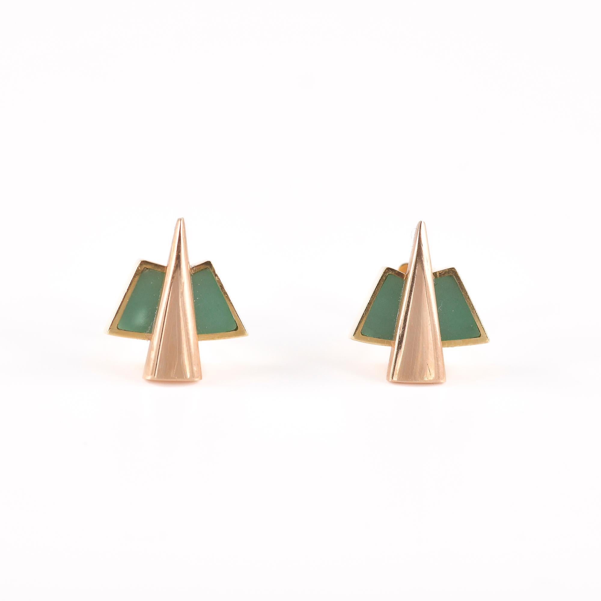 Ohrringe aus Gelbgold mit Chrysorazium von Giorgio Facchini (Hexagonschliff) im Angebot