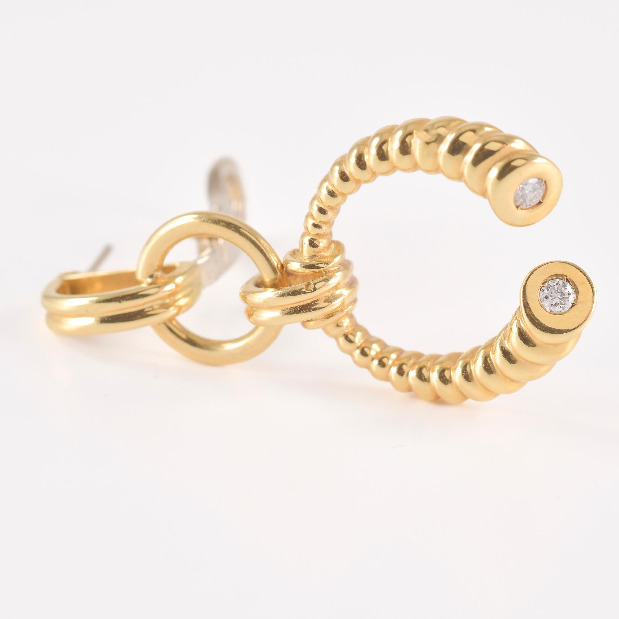 Boucles d'oreilles en or jaune avec diamants de taille brillant en vente 5