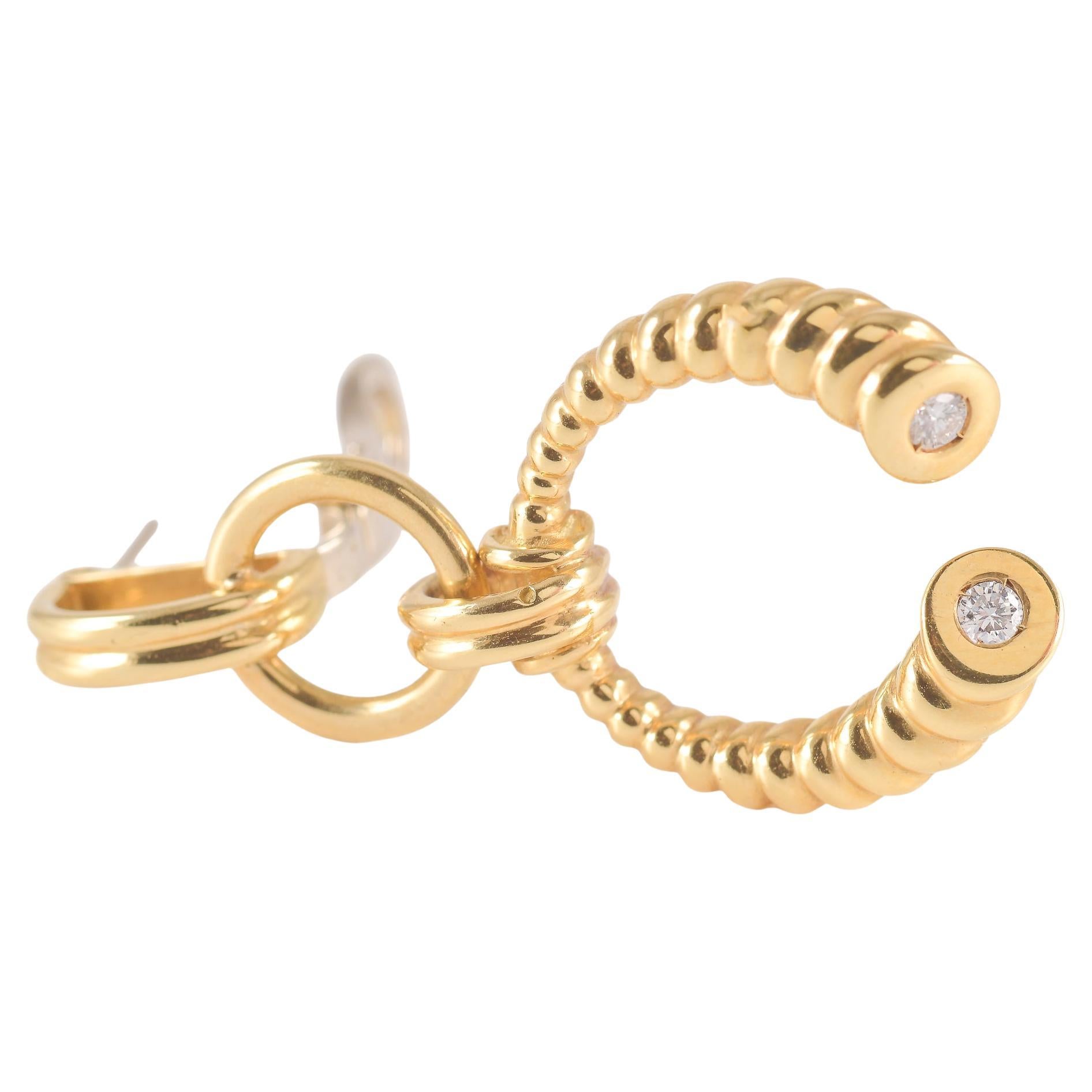 Contemporain Boucles d'oreilles en or jaune avec diamants de taille brillant en vente