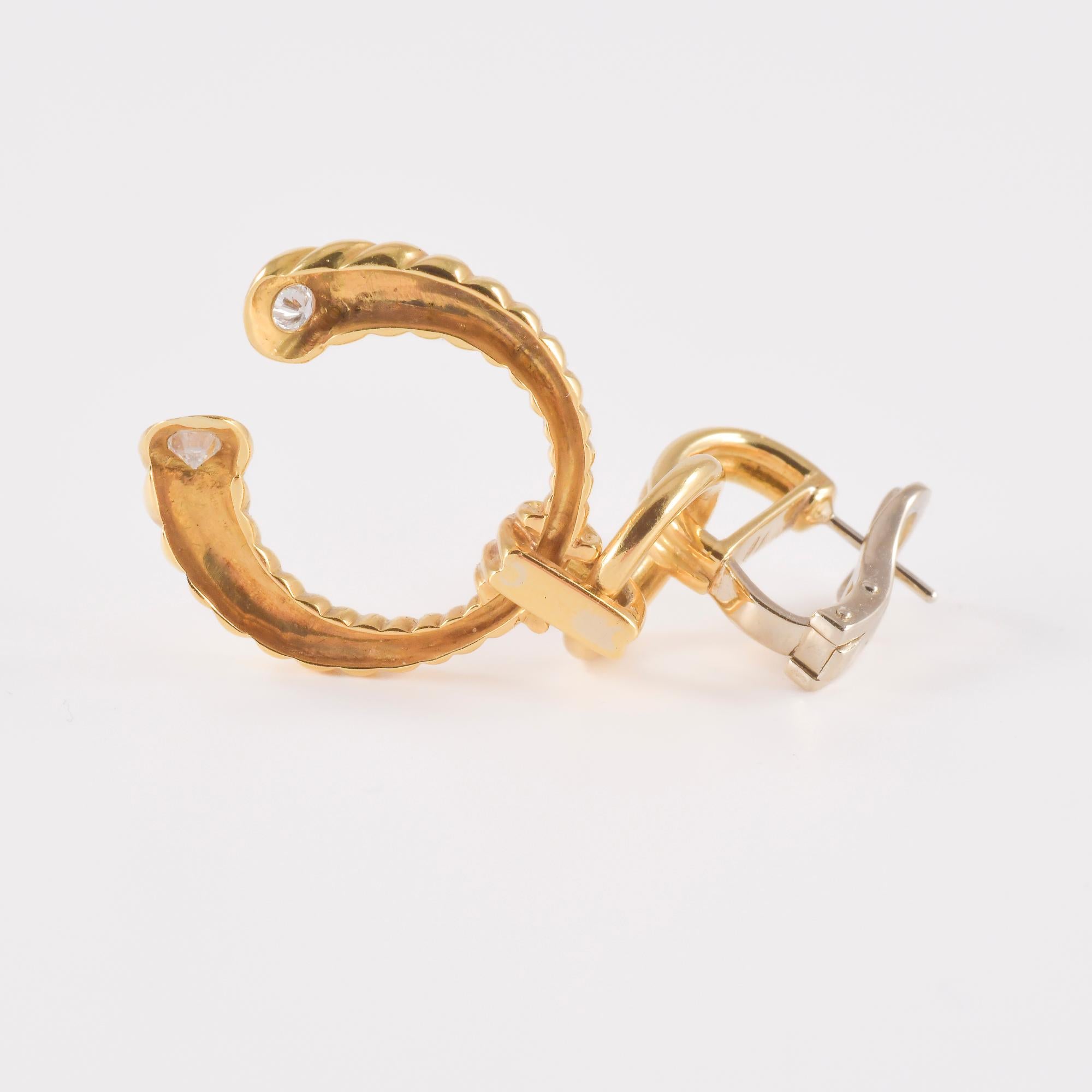 Boucles d'oreilles en or jaune avec diamants de taille brillant en vente 3