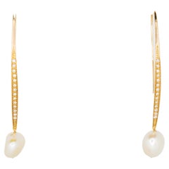 Boucles d'oreilles en or rose 18 carats, diamants et perles 
