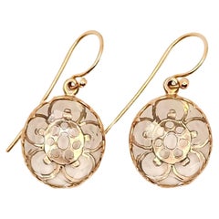 9-Kt Rose Gold Earrings with Faceted Rock Crystal