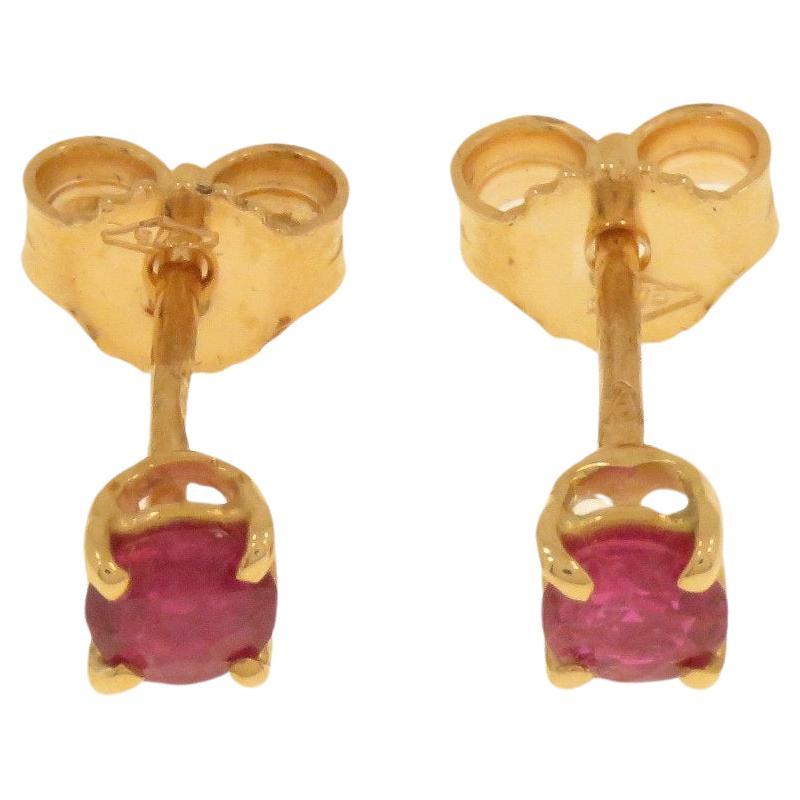 Rose Gold Earrings with Rubies made in Italy For Sale