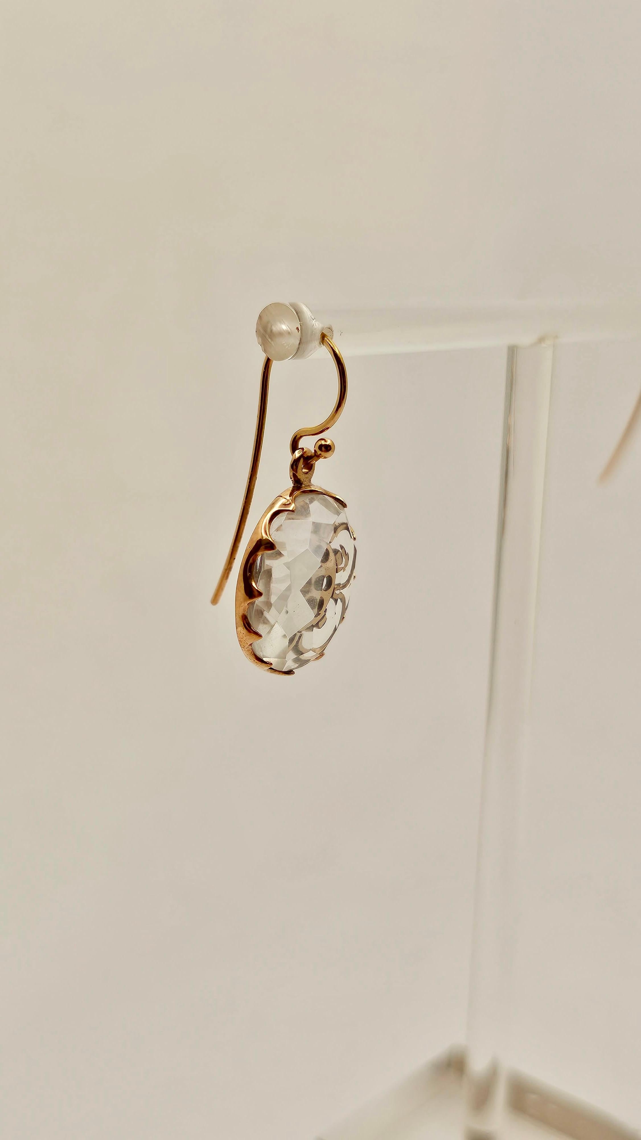 Rose Gold and Rock Crystal Earrings In New Condition For Sale In Cattolica, IT