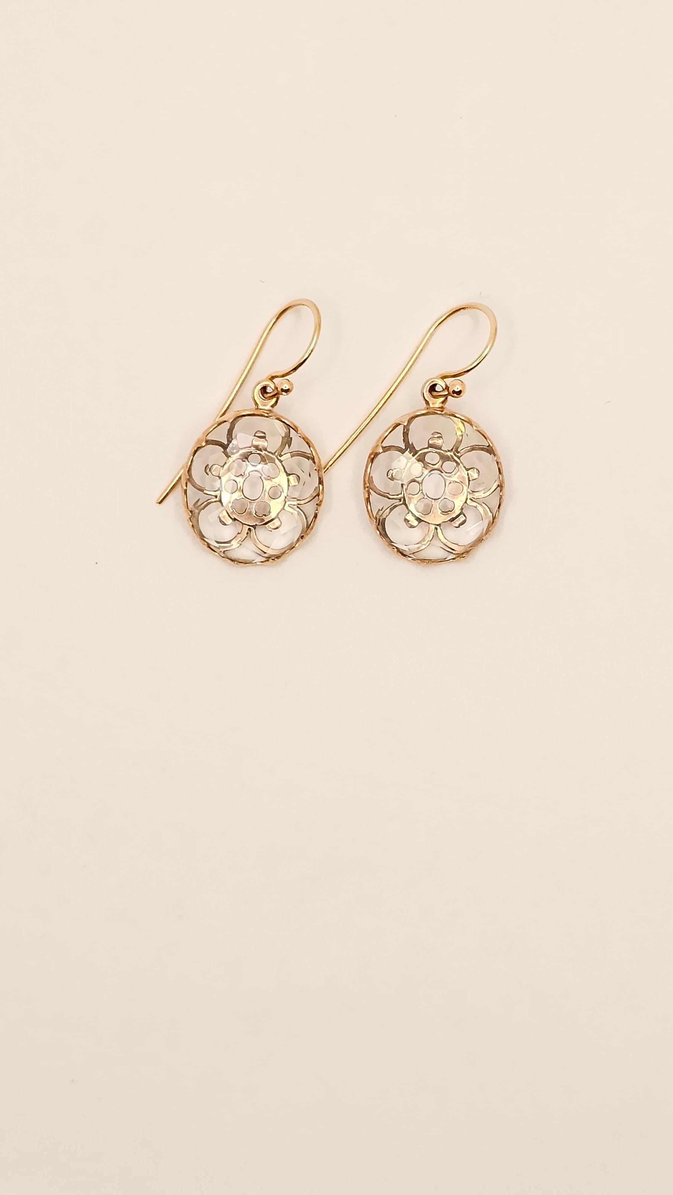 Women's Rose Gold and Rock Crystal Earrings For Sale