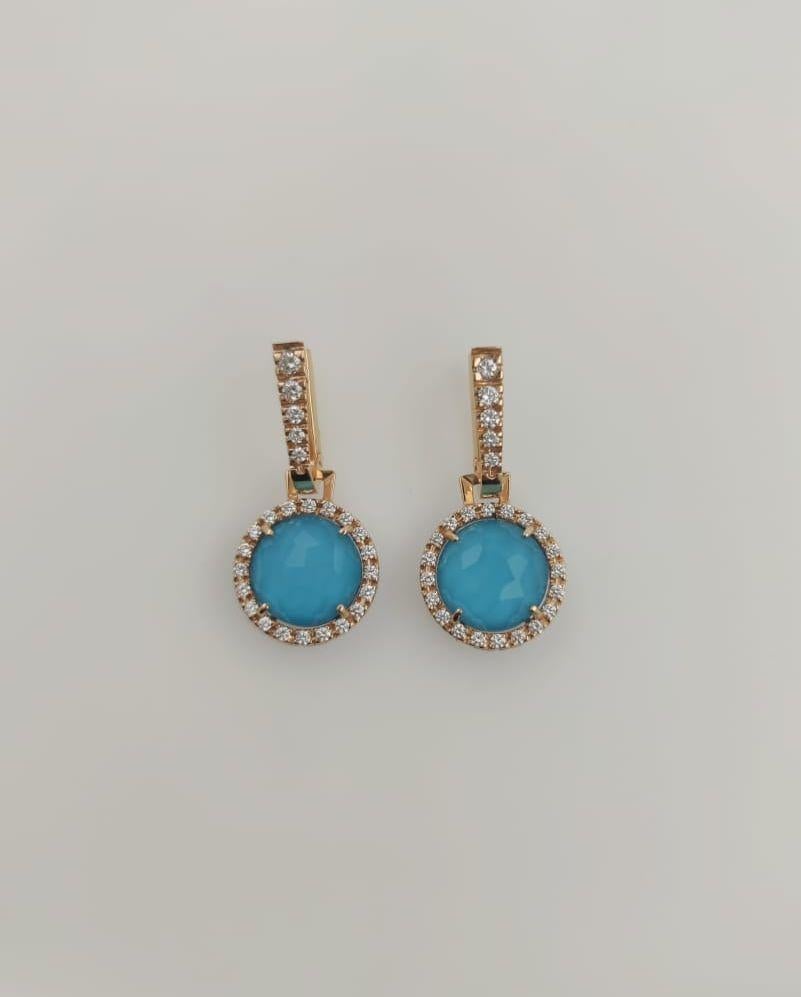 Orecchini in oro rosso con diamanti e triplette double-face Corte Briolette en venta