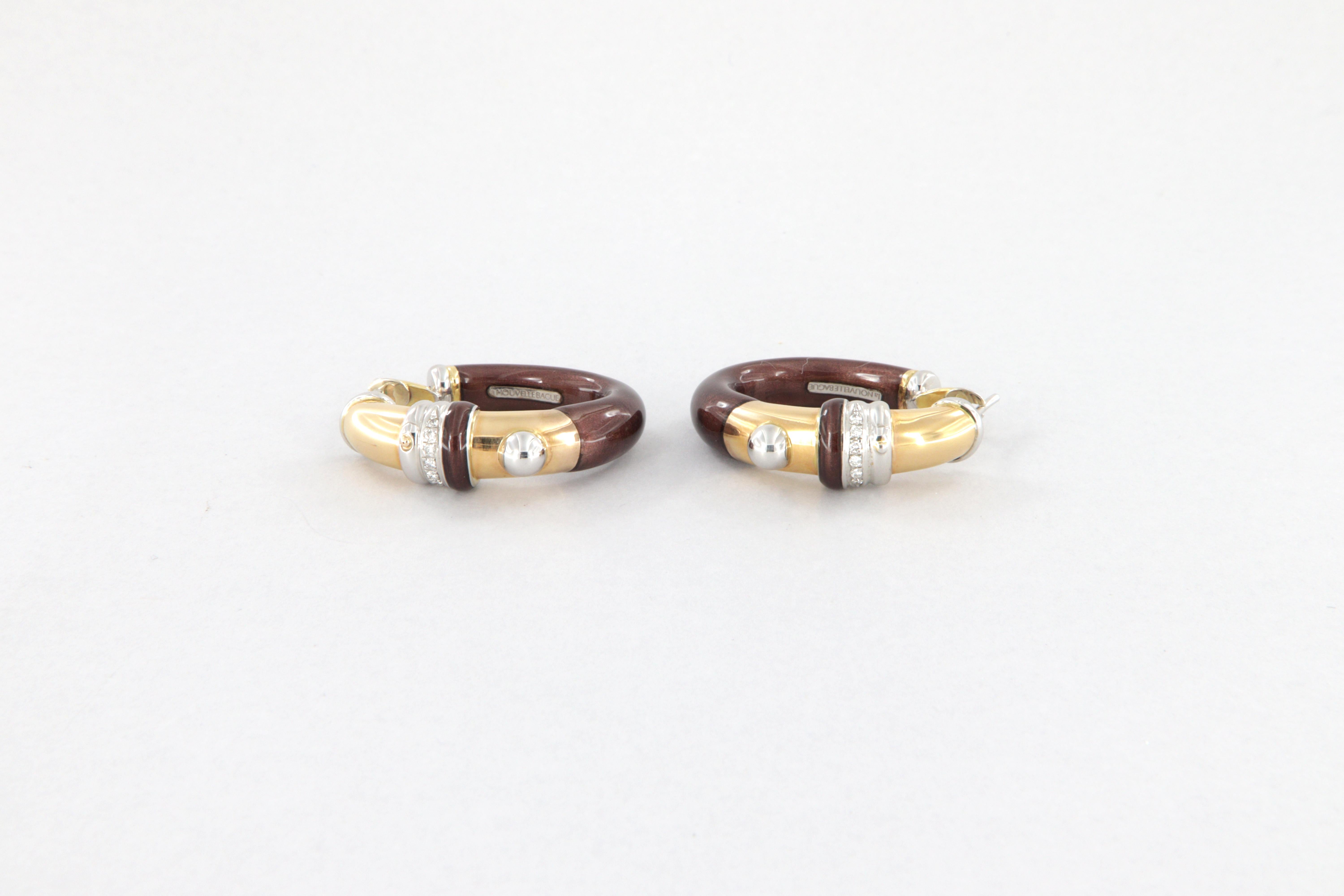 Orecchini La Nouvelle Bague in oro, argento, smalto e diamanti in vendita 4
