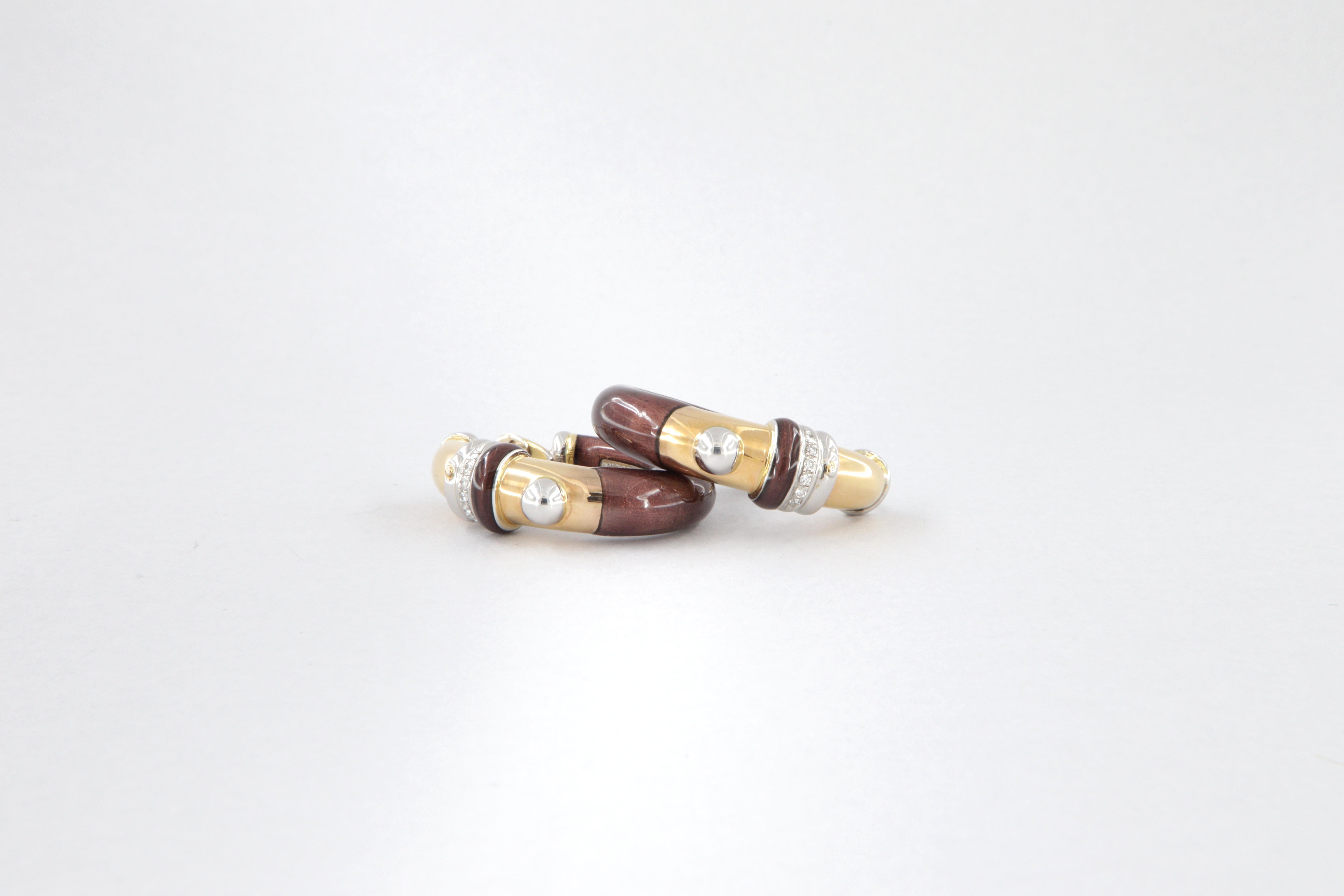 Orecchini La Nouvelle Bague in oro, argento, smalto e diamanti in vendita 6