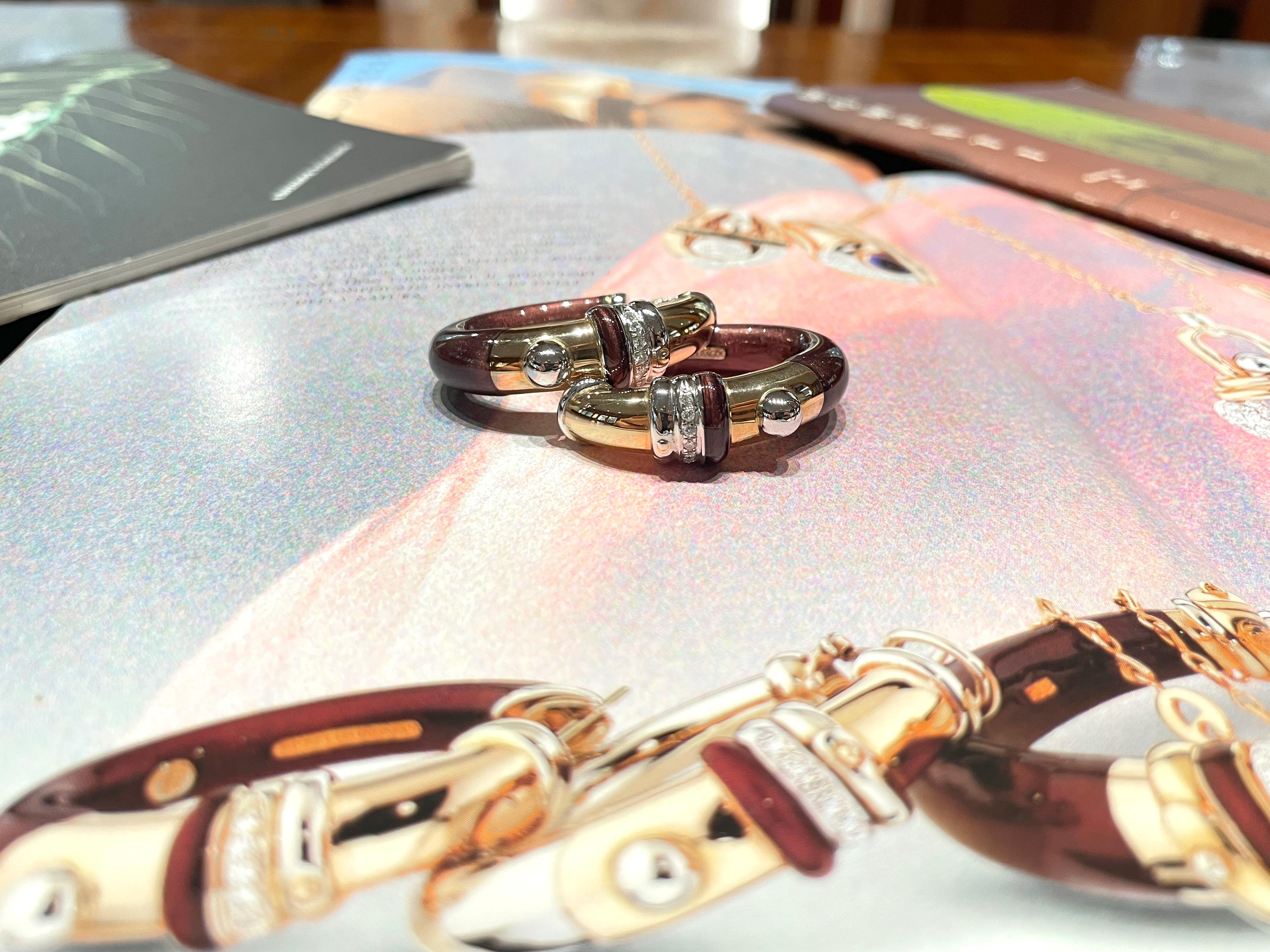 Orecchini La Nouvelle Bague in oro, argento, smalto e diamanti in vendita 7