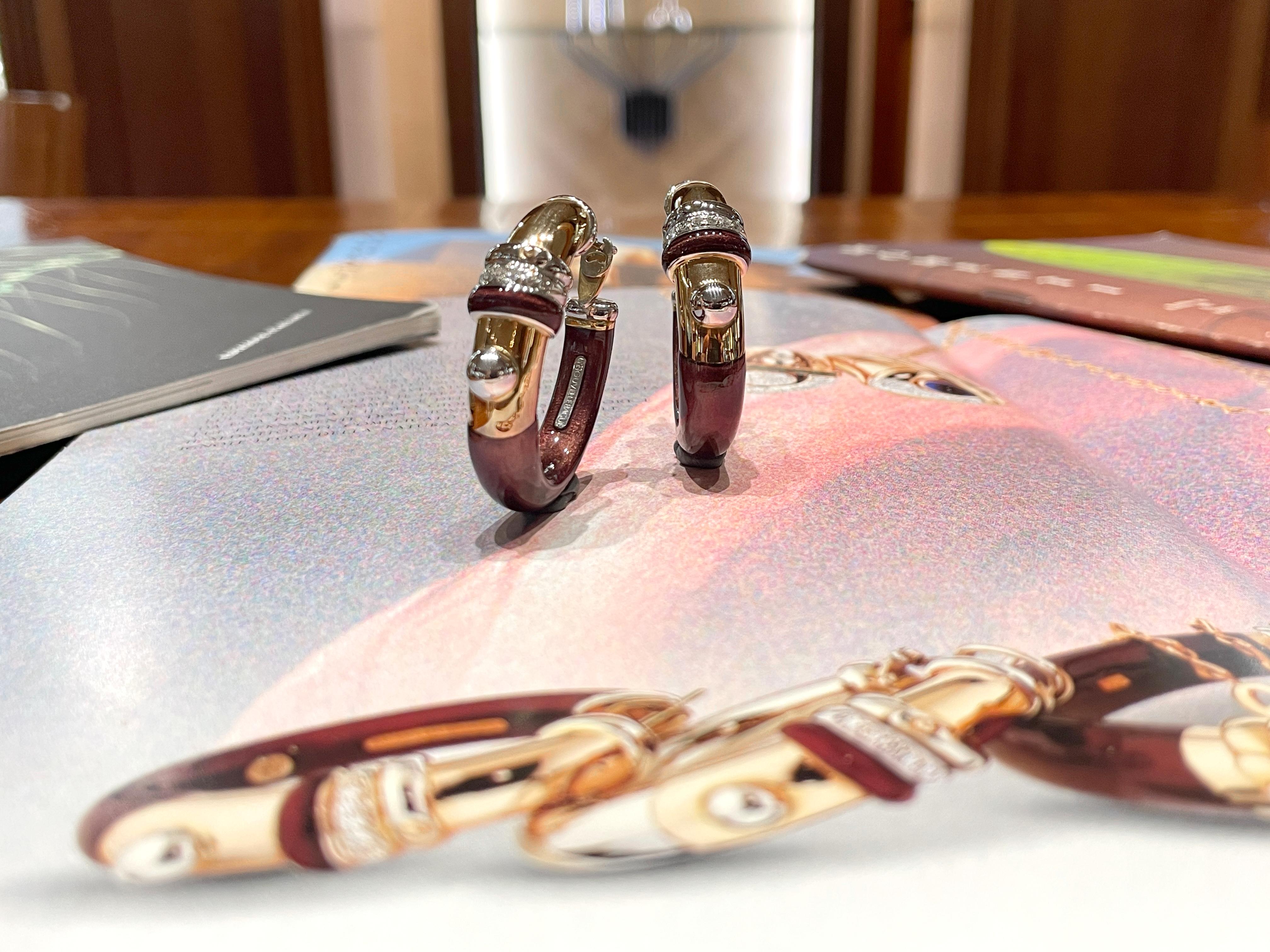 Orecchini La Nouvelle Bague in oro, argento, smalto e diamanti in vendita 8