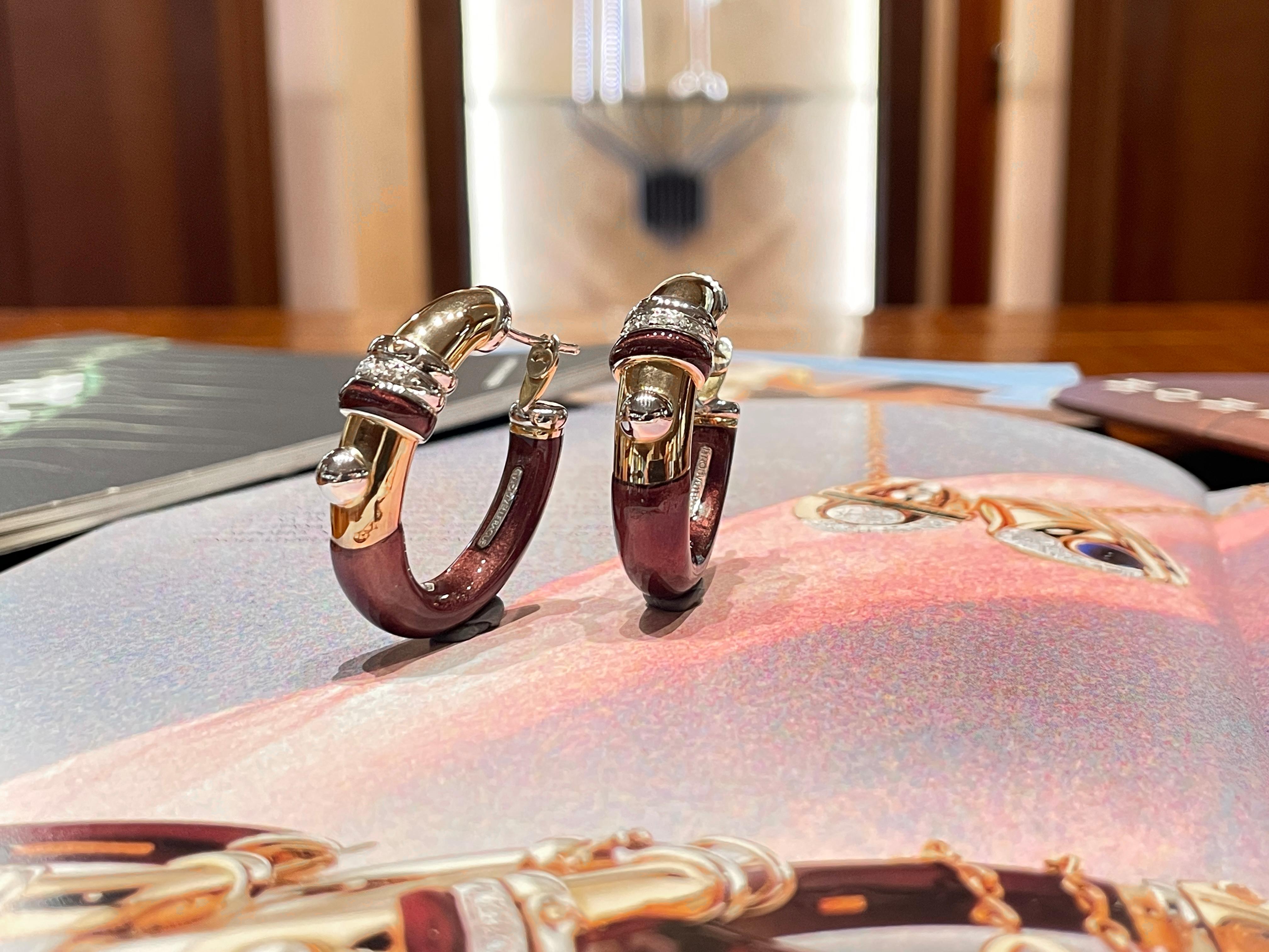 Orecchini La Nouvelle Bague in oro, argento, smalto e diamanti in vendita 9