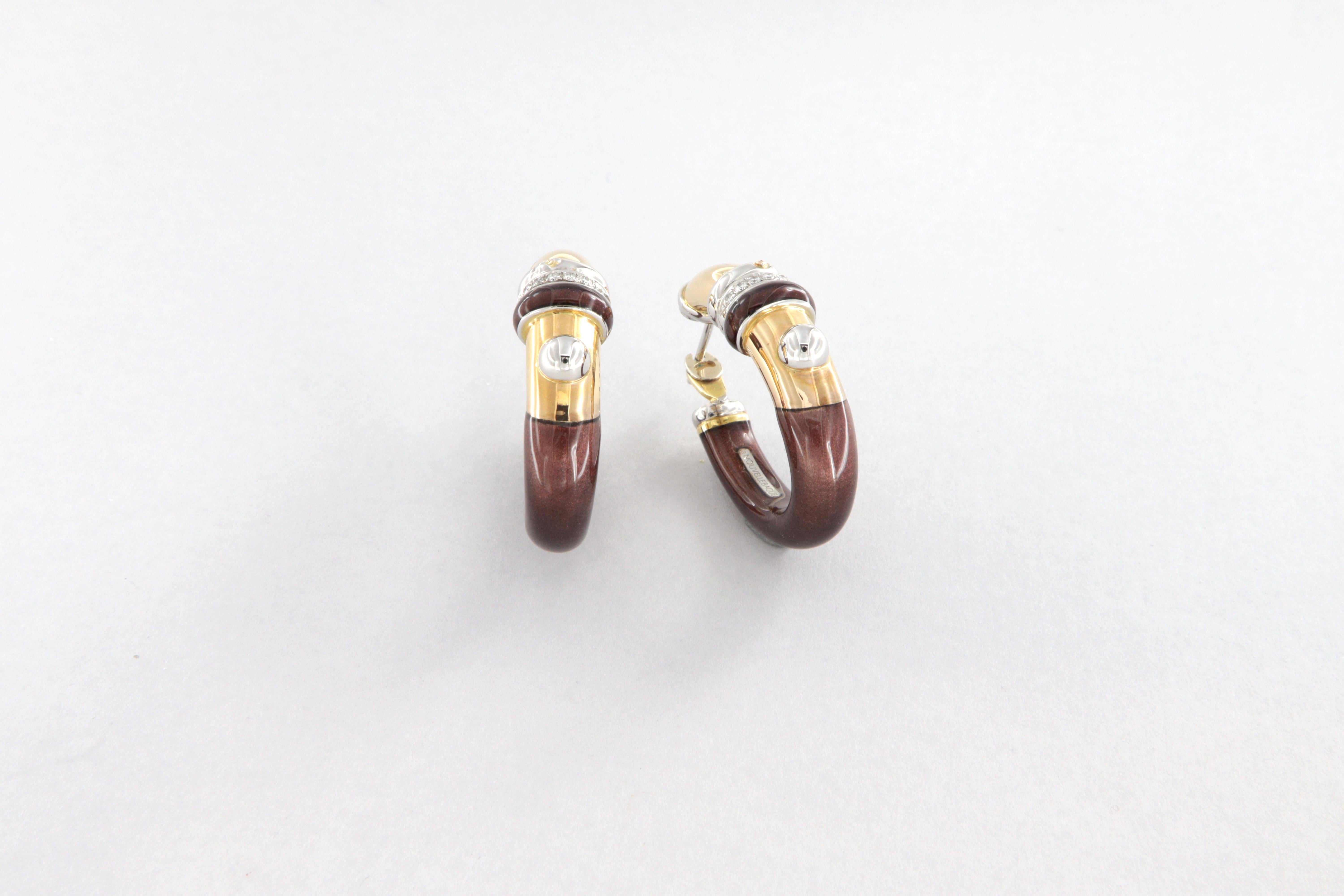 Taglio brillante Orecchini La Nouvelle Bague in oro, argento, smalto e diamanti in vendita