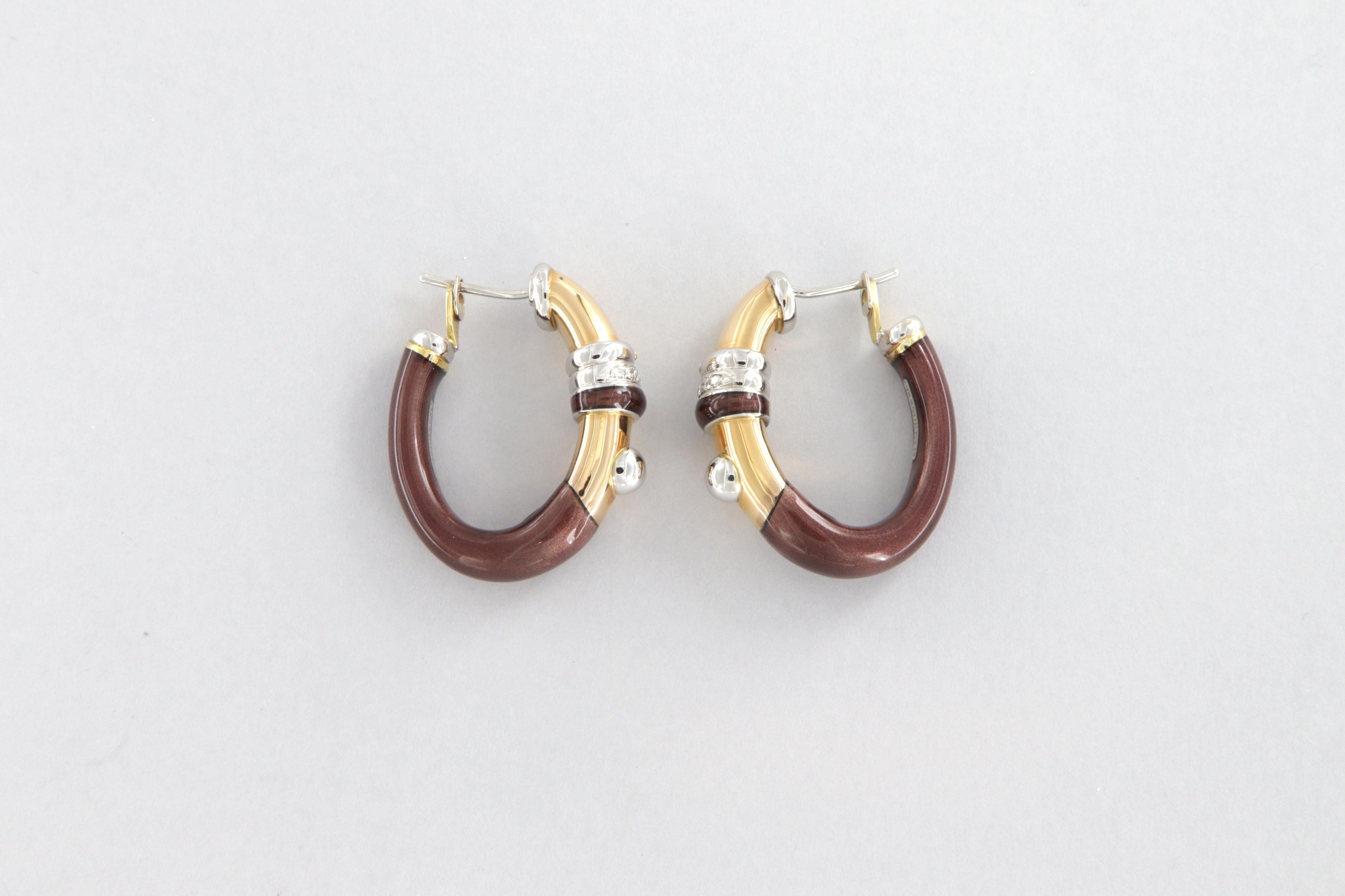 Donna Orecchini La Nouvelle Bague in oro, argento, smalto e diamanti in vendita