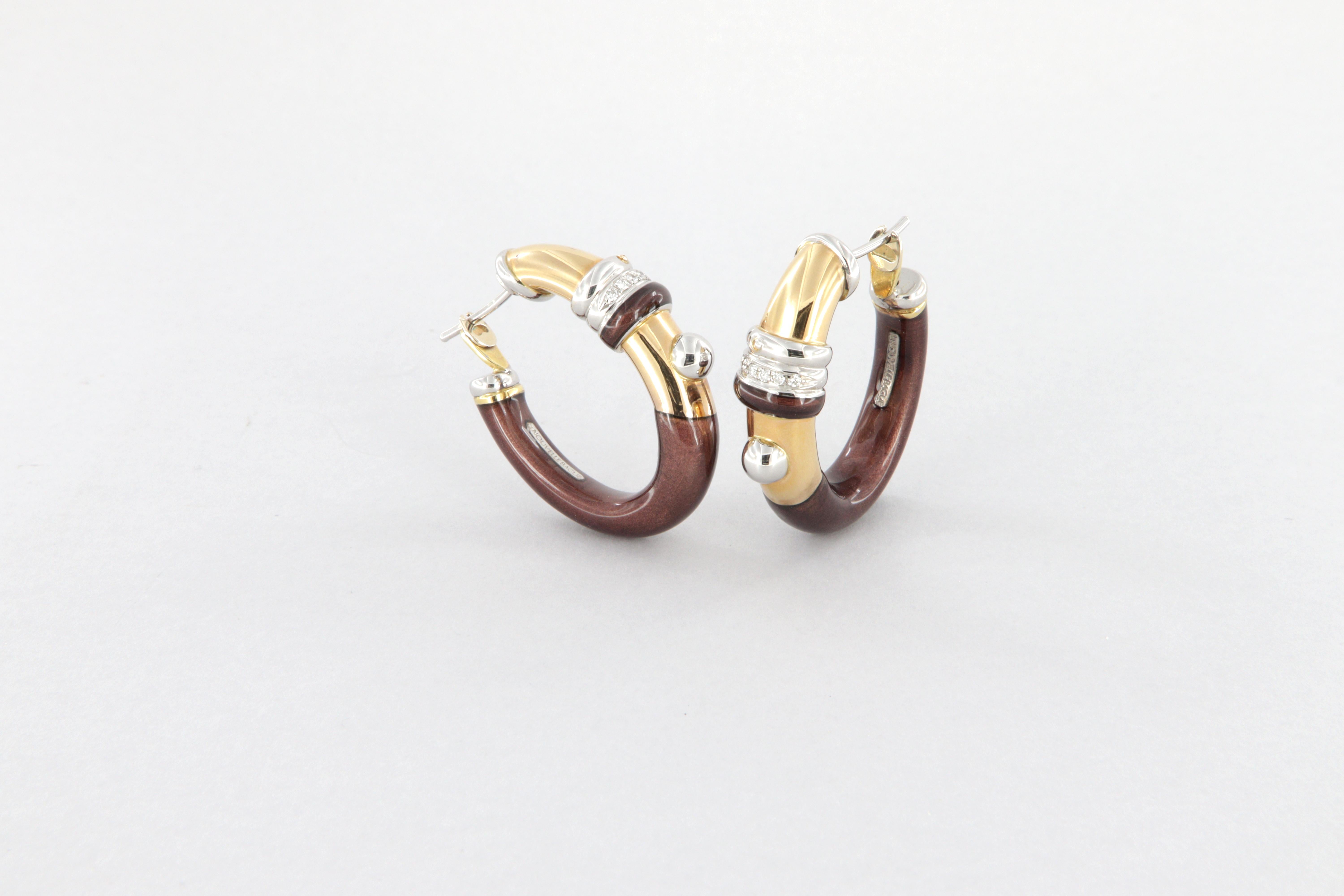 Orecchini La Nouvelle Bague in oro, argento, smalto e diamanti in vendita 1