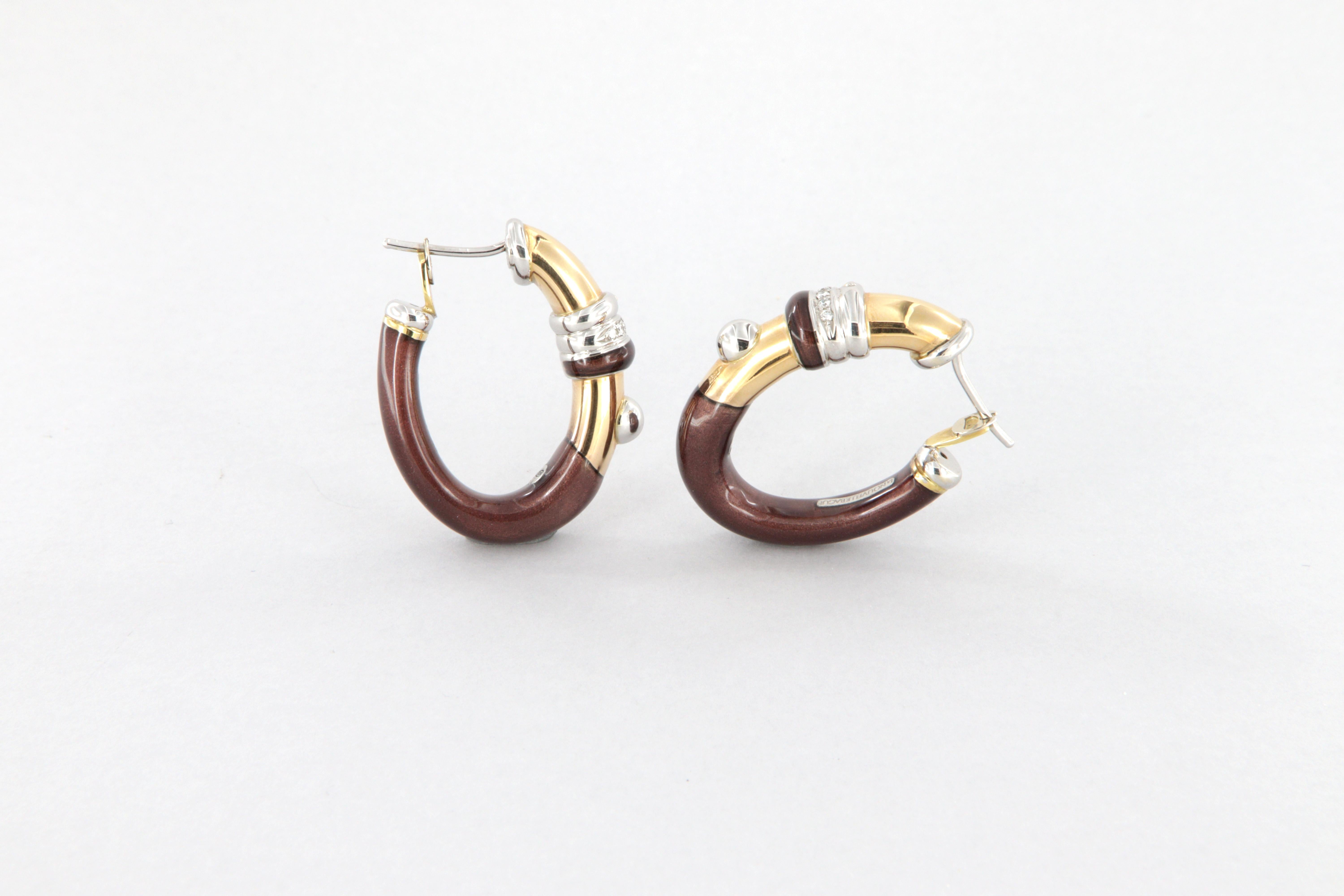 Orecchini La Nouvelle Bague in oro, argento, smalto e diamanti in vendita 2