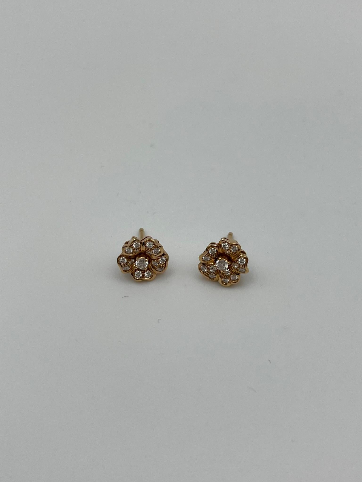 Orecchini LeoPizzo Fiore in oro rosa con diamanti per 0.56 ct. in vendita 4