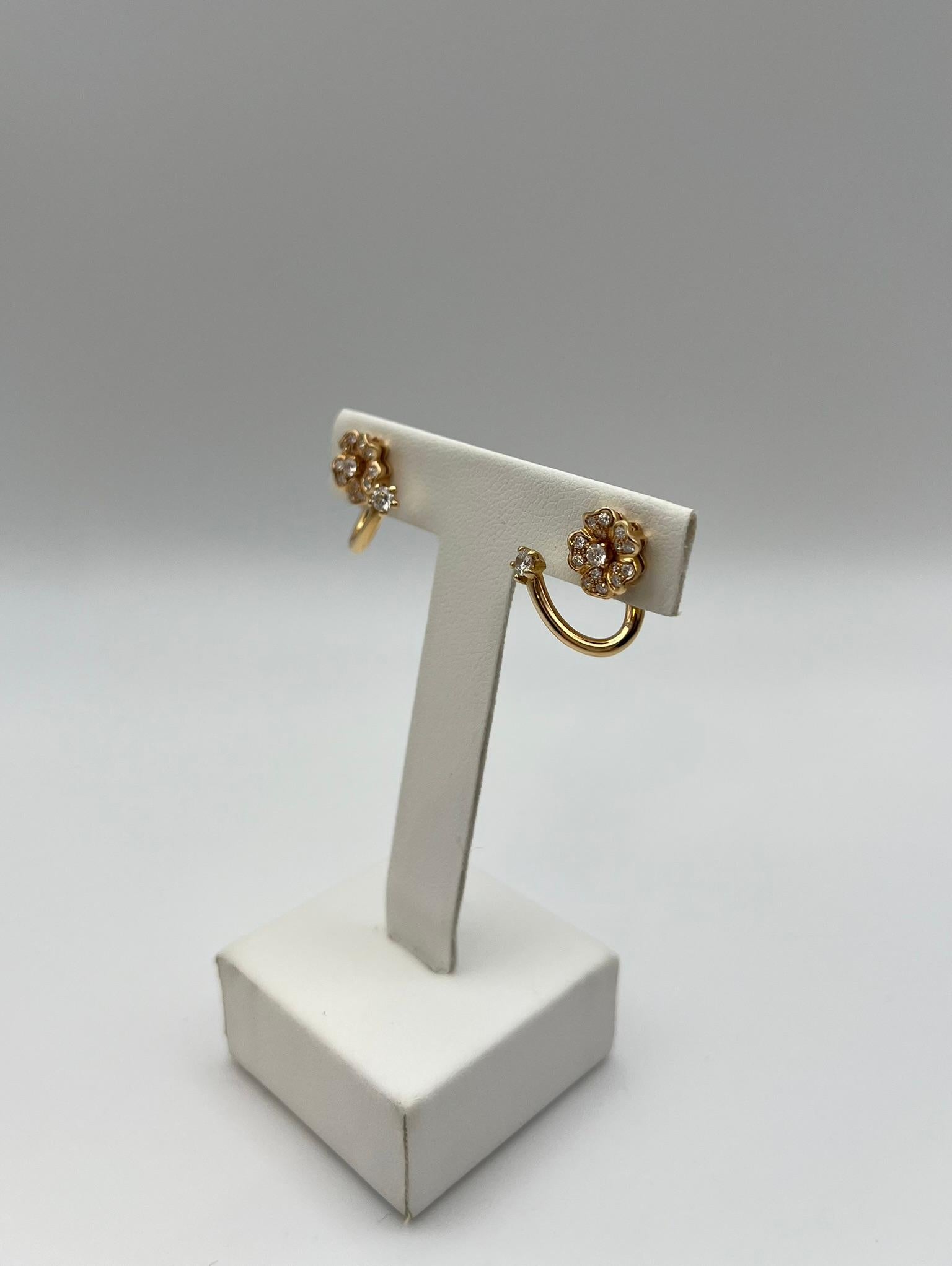 Moderno Orecchini LeoPizzo Fiore in oro rosa con diamanti per 0.56 ct. in vendita