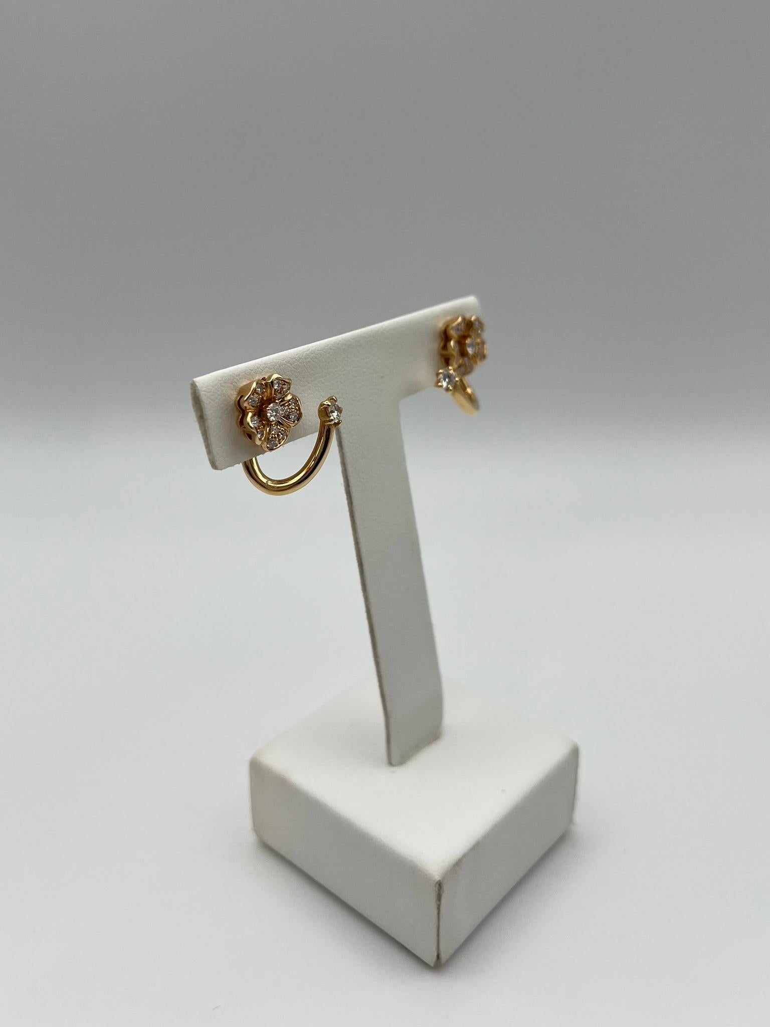 Taglio brillante Orecchini LeoPizzo Fiore in oro rosa con diamanti per 0.56 ct. in vendita