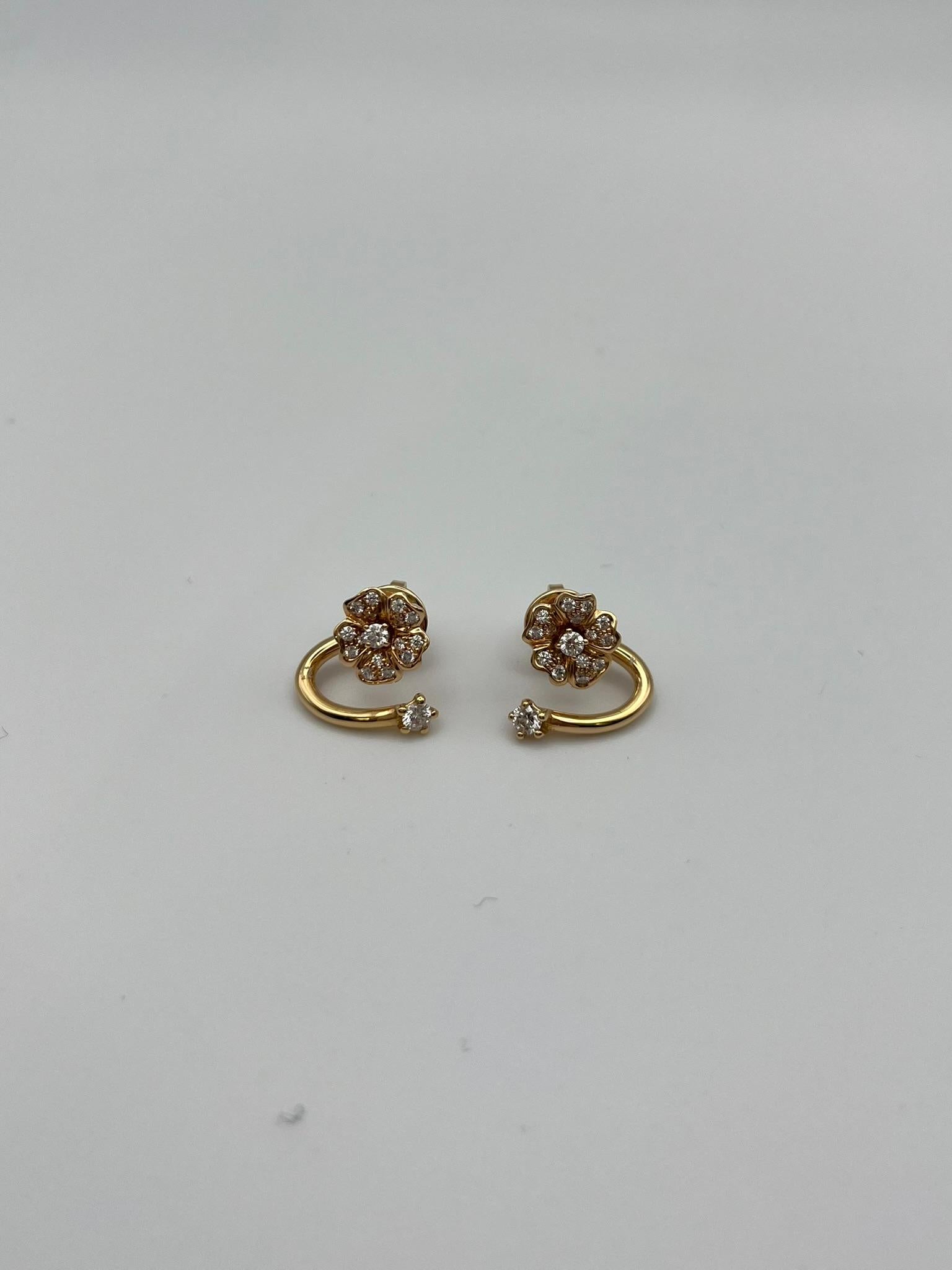 Orecchini LeoPizzo Fiore in oro rosa con diamanti per 0.56 ct. in vendita 1