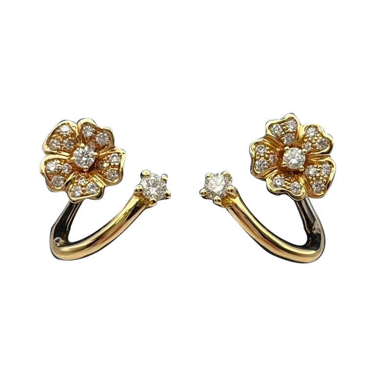 Orecchini LeoPizzo Fiore in oro rosa con diamanti per 0.56 ct.