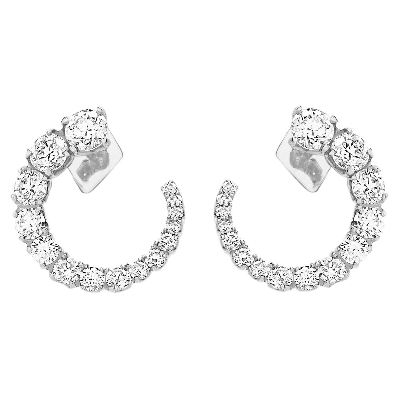 Luce earrings in white gold and brilliant-cut diamonds For Sale