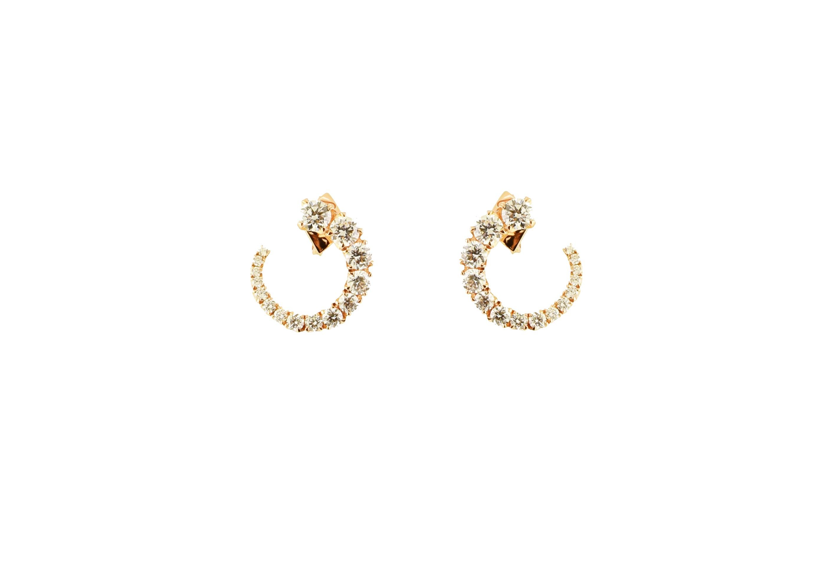Brilliant Cut Luce earrings in rose gold and brilliant-cut diamonds For Sale