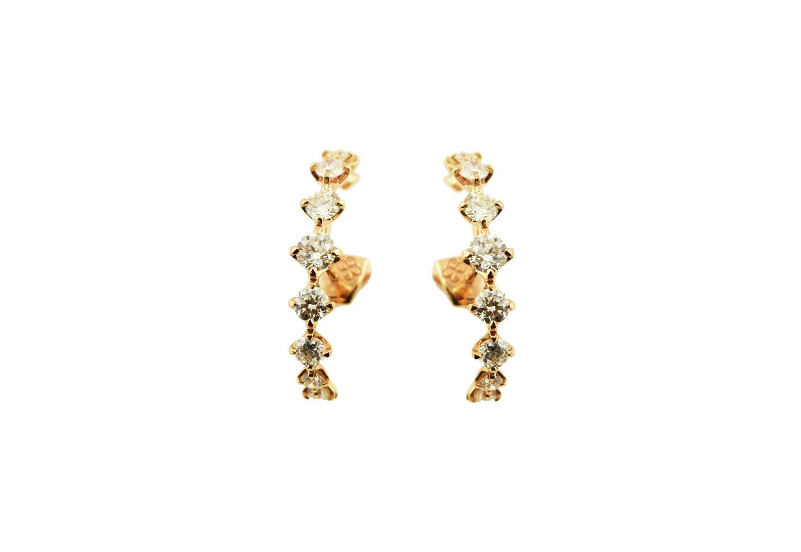 Brilliant Cut Luce earrings in rose gold and brilliant-cut diamonds For Sale