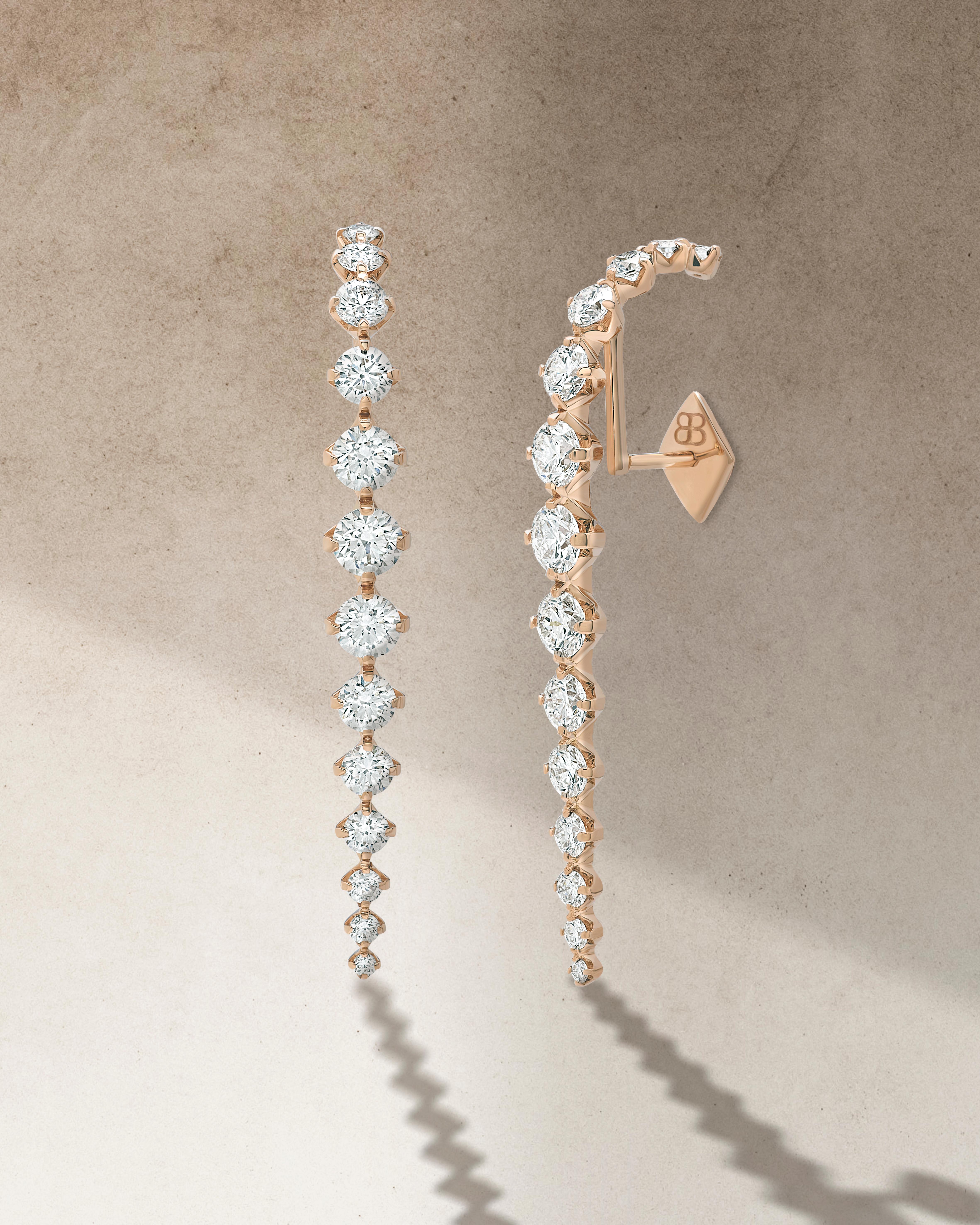 Orecchini LUCE in oro rosa e diamanti taglio brillante In New Condition For Sale In Milano, IT