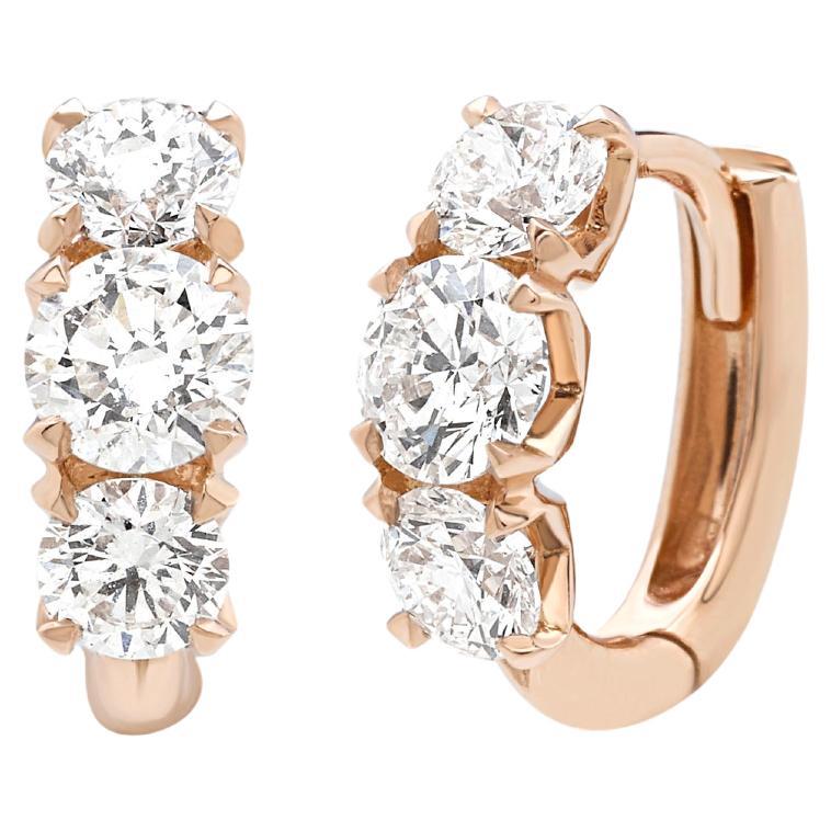 Luce earrings in rose gold and brilliant-cut diamonds