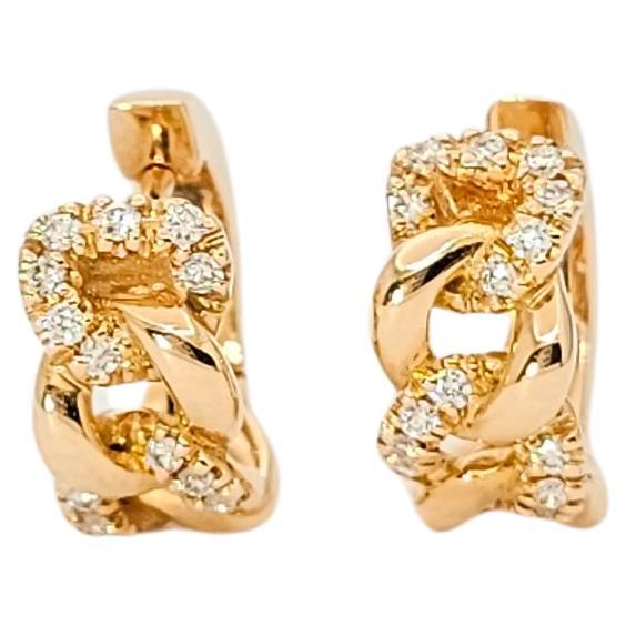 Groumette Mesh Earrings in 18kt Rose Gold and Diamonds