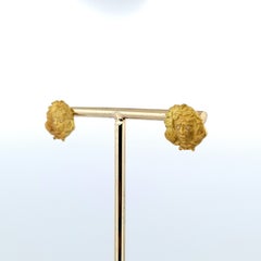 Italian 18Kt Gold 18Kt Diamonds Art Nouveau Vintage Medusa Earrings