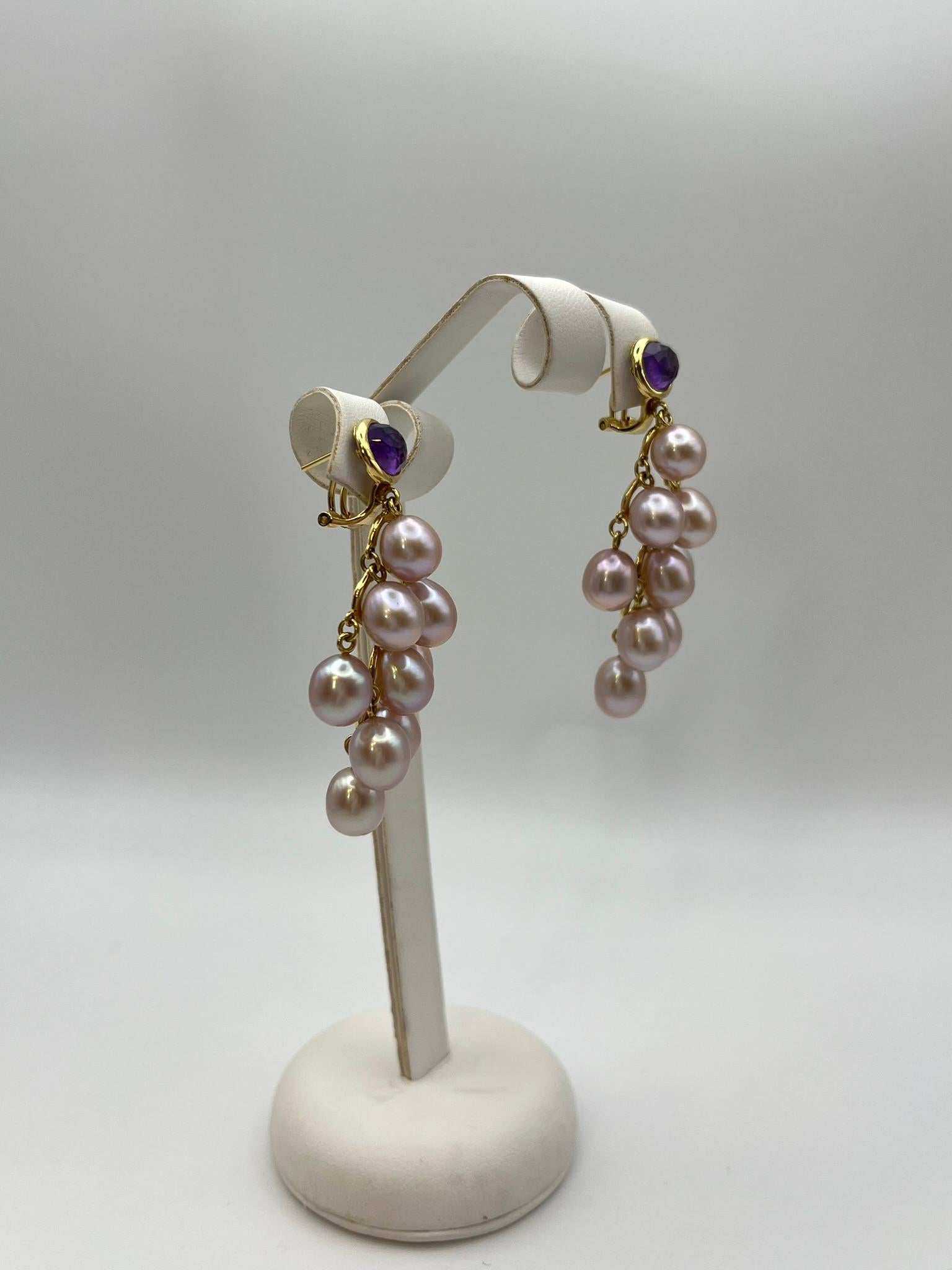 Boucles d'oreilles Mimì Milano avec perles et améthystes Excellent état - En vente à Abano Terme, IT