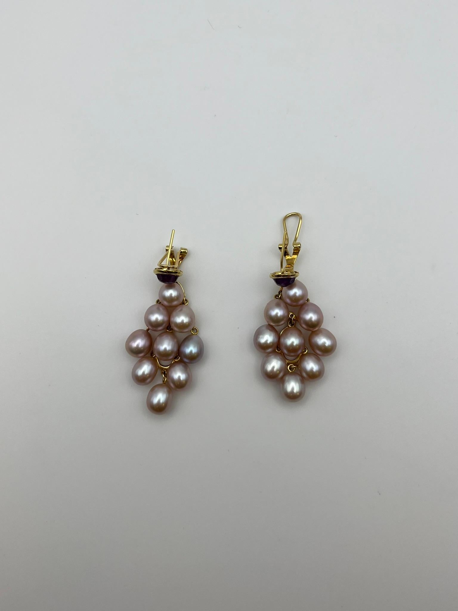 Boucles d'oreilles Mimì Milano avec perles et améthystes en vente 1