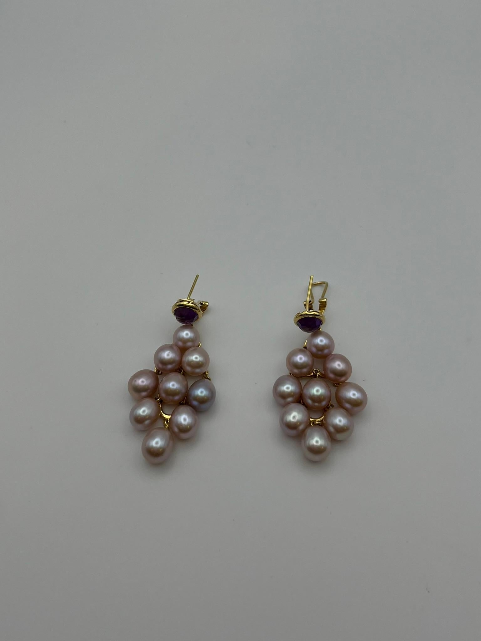 Boucles d'oreilles Mimì Milano avec perles et améthystes en vente 2