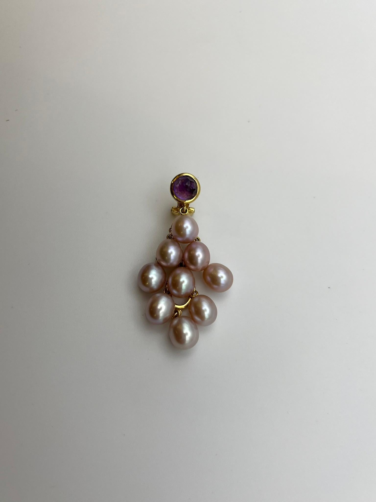 Boucles d'oreilles Mimì Milano avec perles et améthystes en vente 4