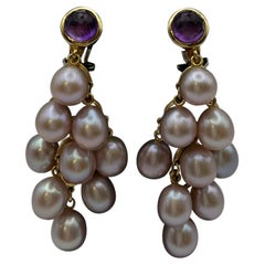Mimì Milano cluster earrings design with Pearls and Amethysts