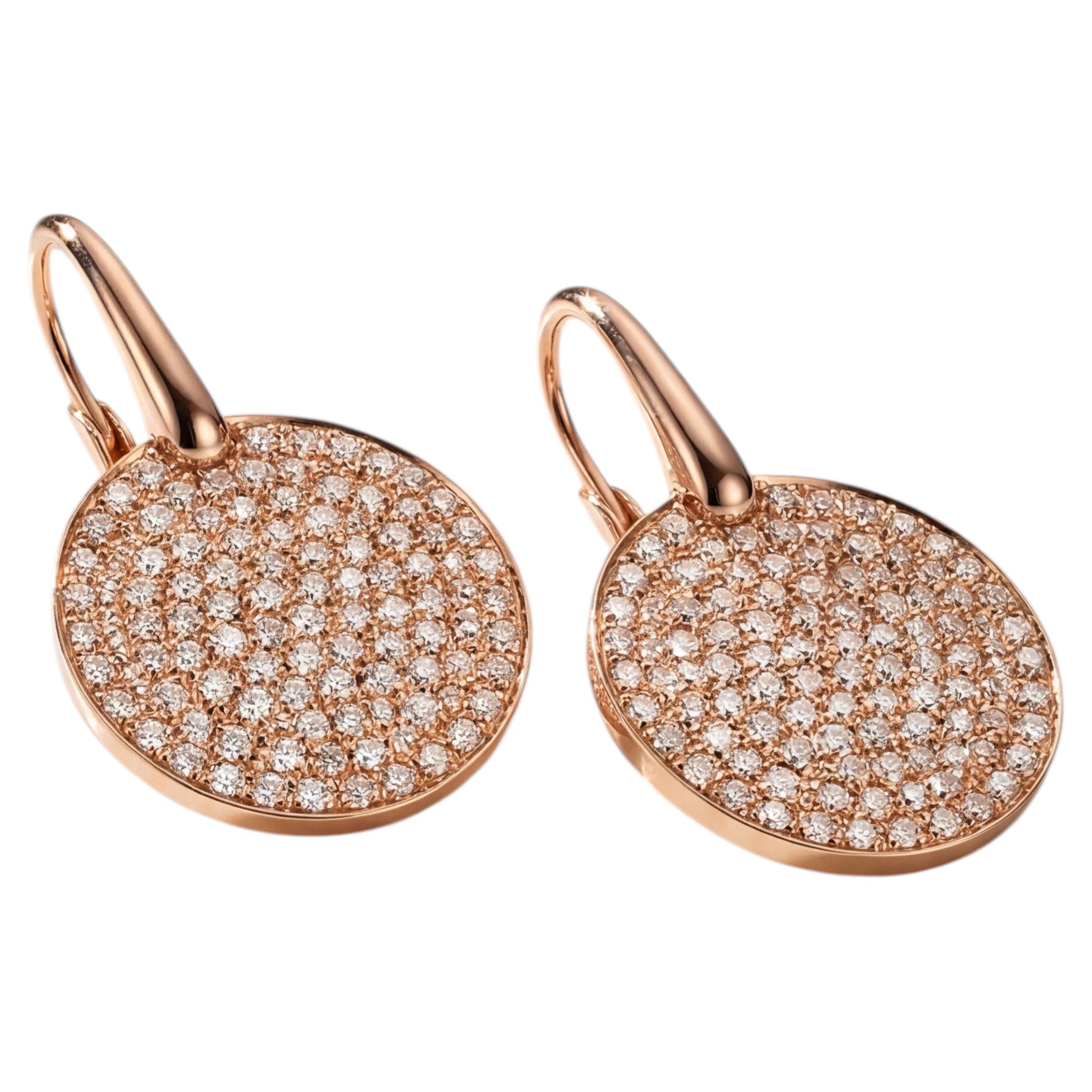 Orecchini Oro rosa 18kt pavè di Diamanti a monachella