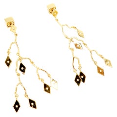 drop earrings, 925 sterling silver, natural diamonds ct 0.07, 18kt gold plated