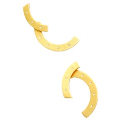 Orecchini pendenti, argento 925, diamanti naturali ct 0.07placcati in oro 18 kt.