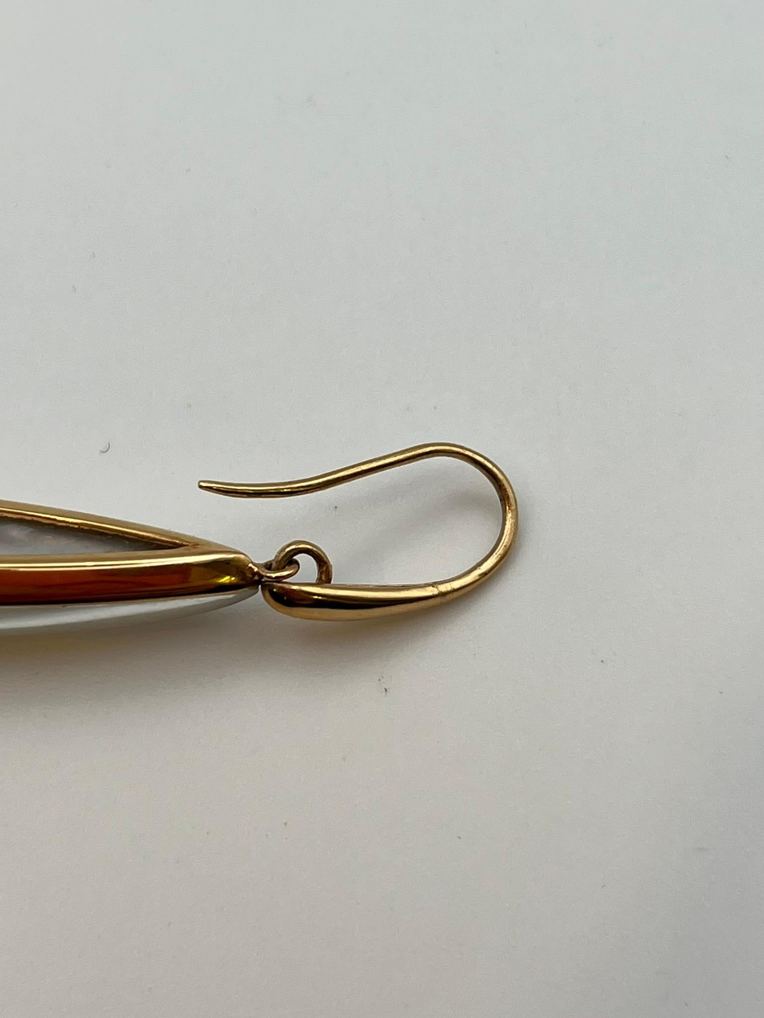 Orecchini pendenti Fidia Gioielli Firenze in oro rosa 18 kt. e madreperla in vendita 5