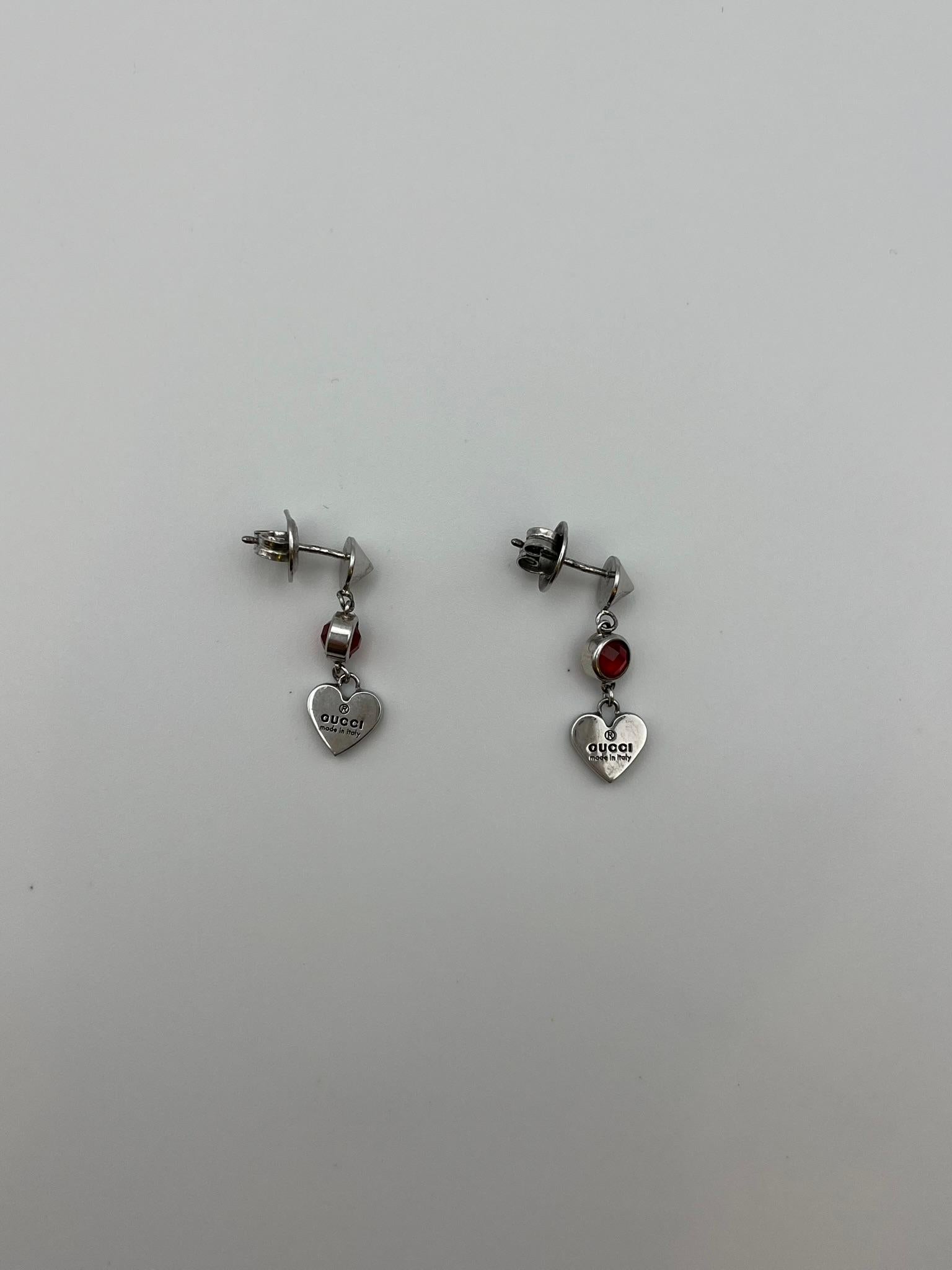 Women's or Men's Gucci Heart Drop dangle earrings in 925 sterling silver For Sale