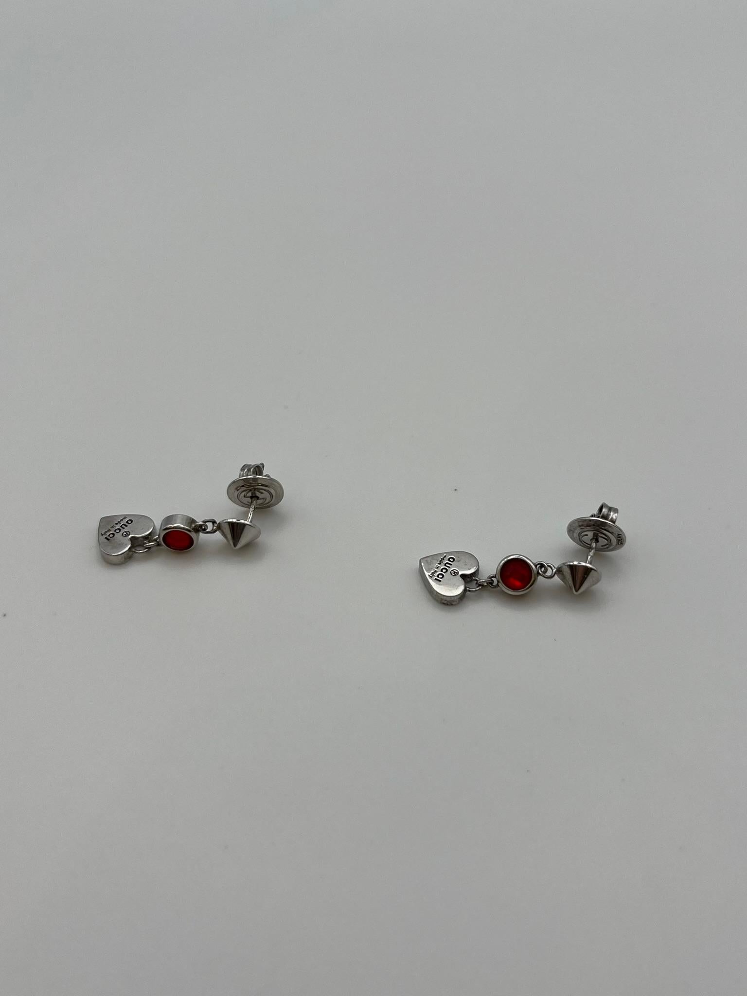 Gucci Heart Drop dangle earrings in 925 sterling silver For Sale 1
