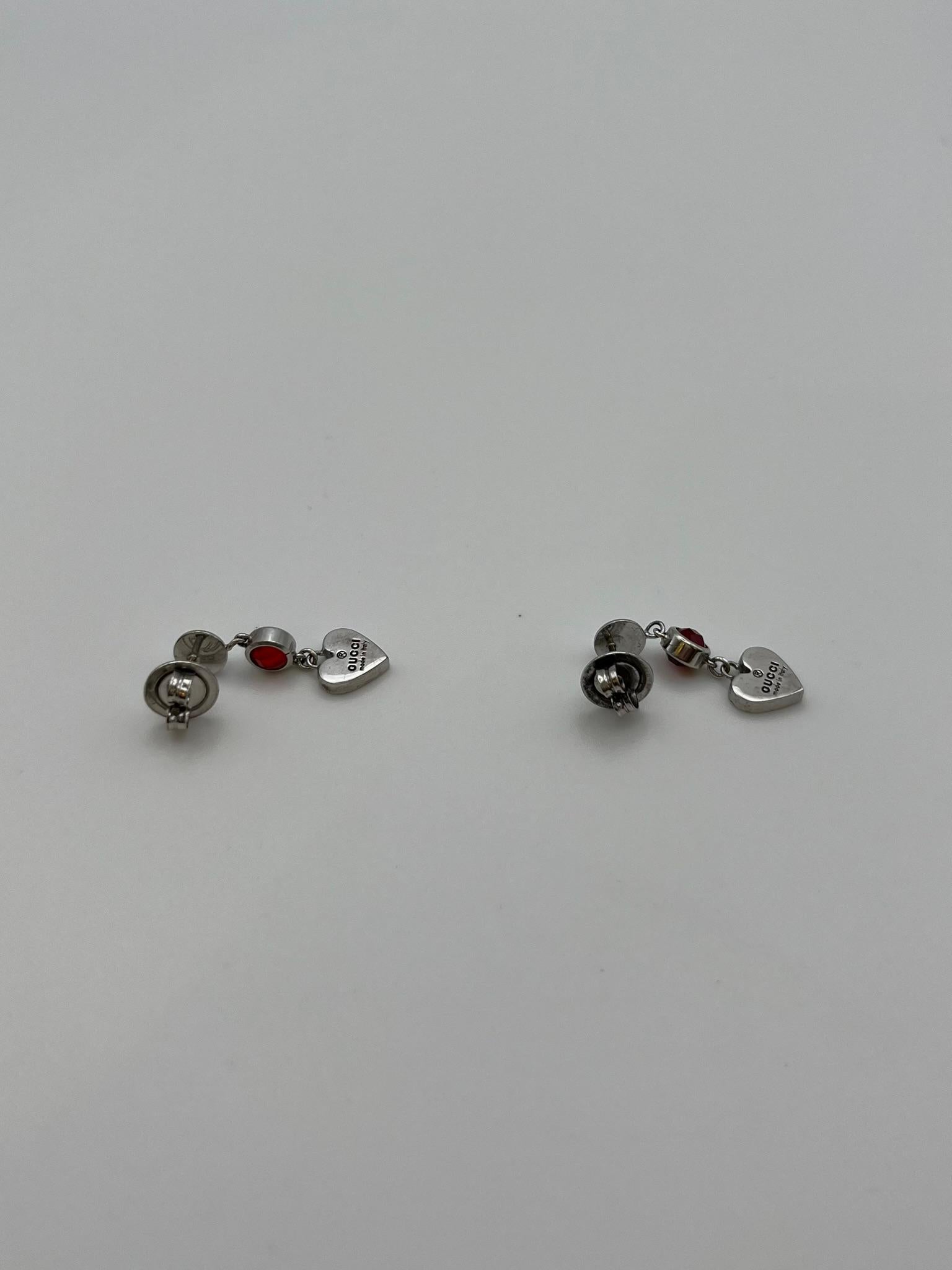 Gucci Heart Drop dangle earrings in 925 sterling silver For Sale 2