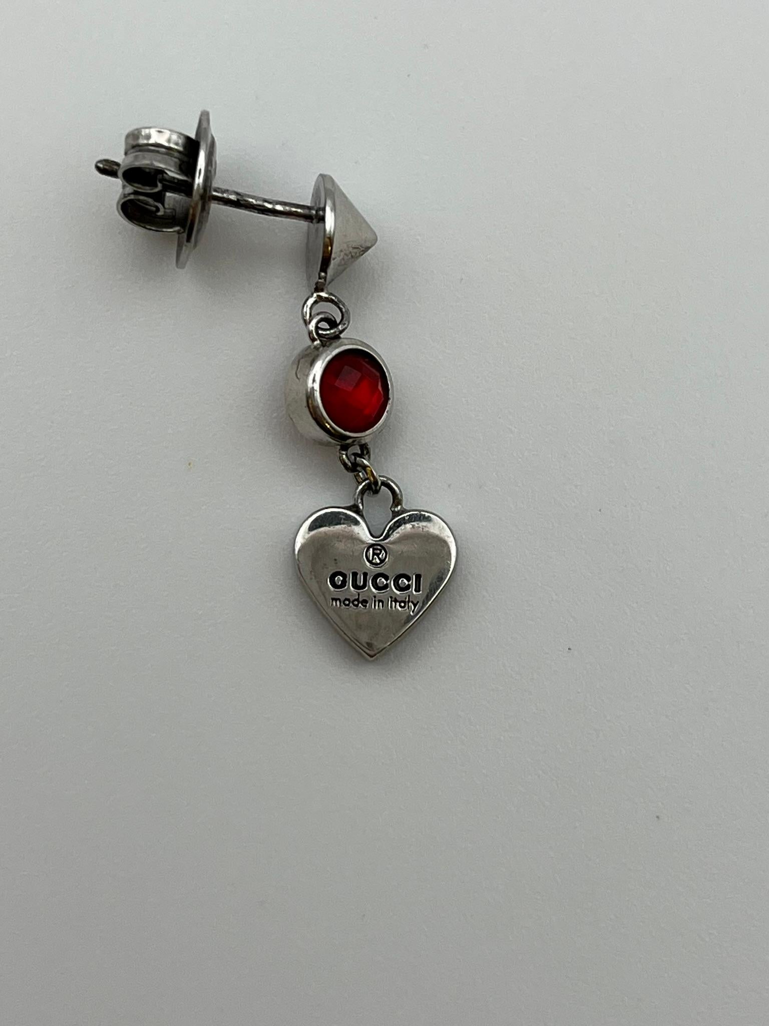 Gucci Heart Drop dangle earrings in 925 sterling silver For Sale 3
