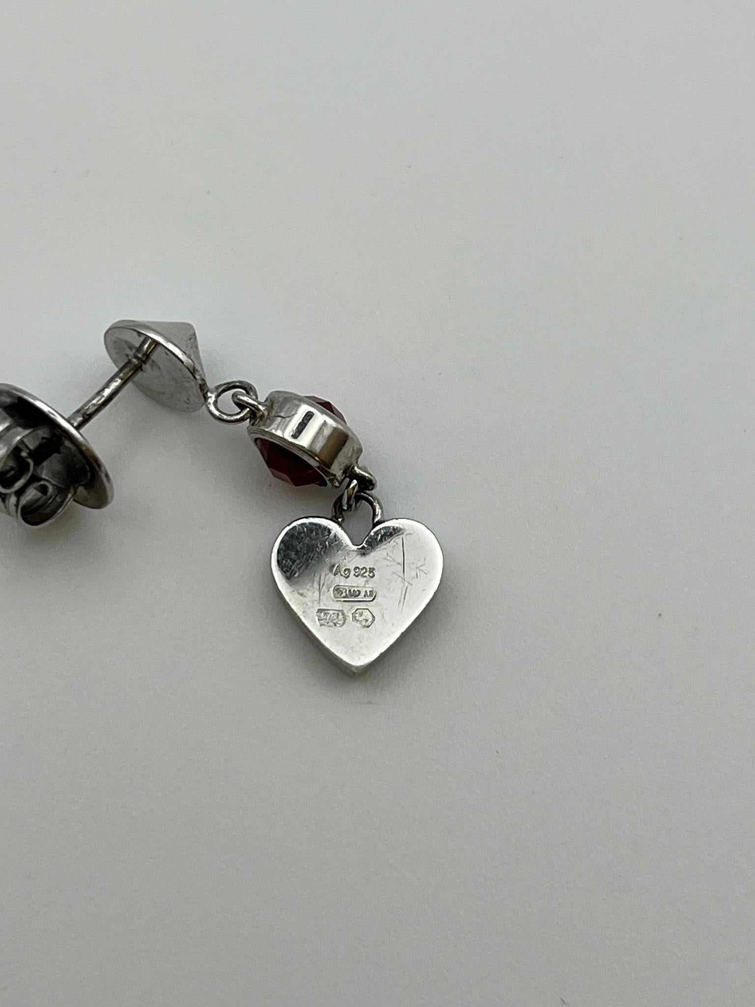 Gucci Heart Drop dangle earrings in 925 sterling silver For Sale 4